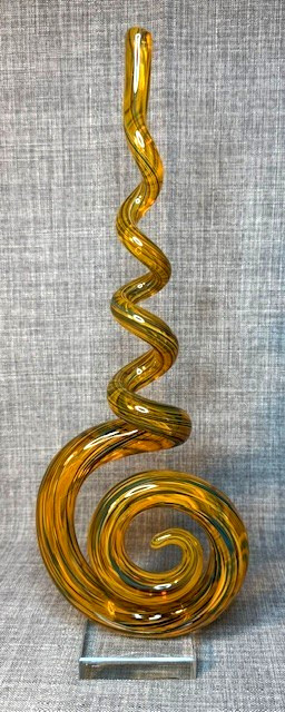Art Glass Sculpture Orange Hand Blown Glass Twist Swirl Murano Art Glass Style