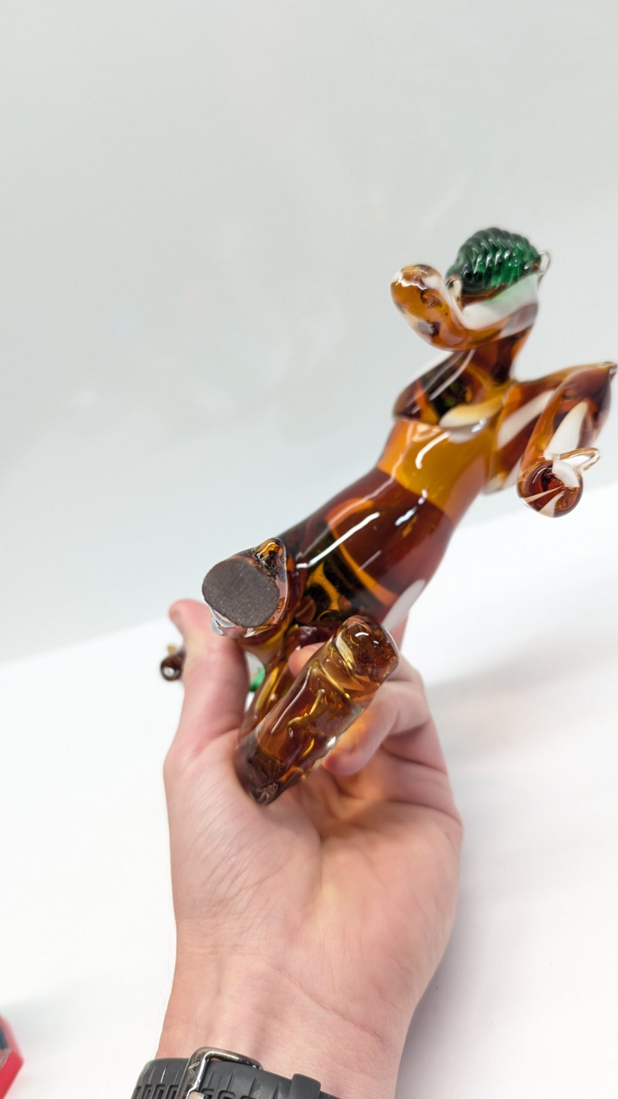Vintage Murano Glass Art Handcrafted Standing Horse Figurine Amber White Green