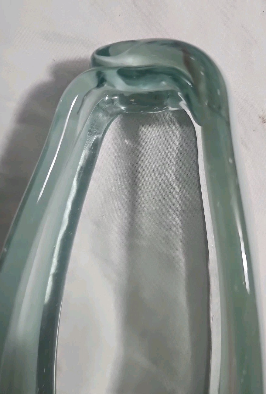 Vintage Studio Art Glass Hand Blown Handle Basket-Form Vase