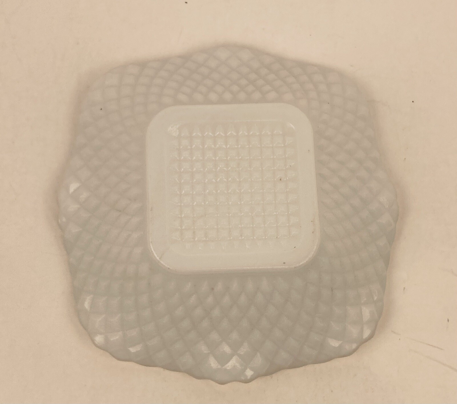 Vintage White Glass Trinket Dish Ashtray Ruffled Edges 6″ X 1 3/4″ NO Chips