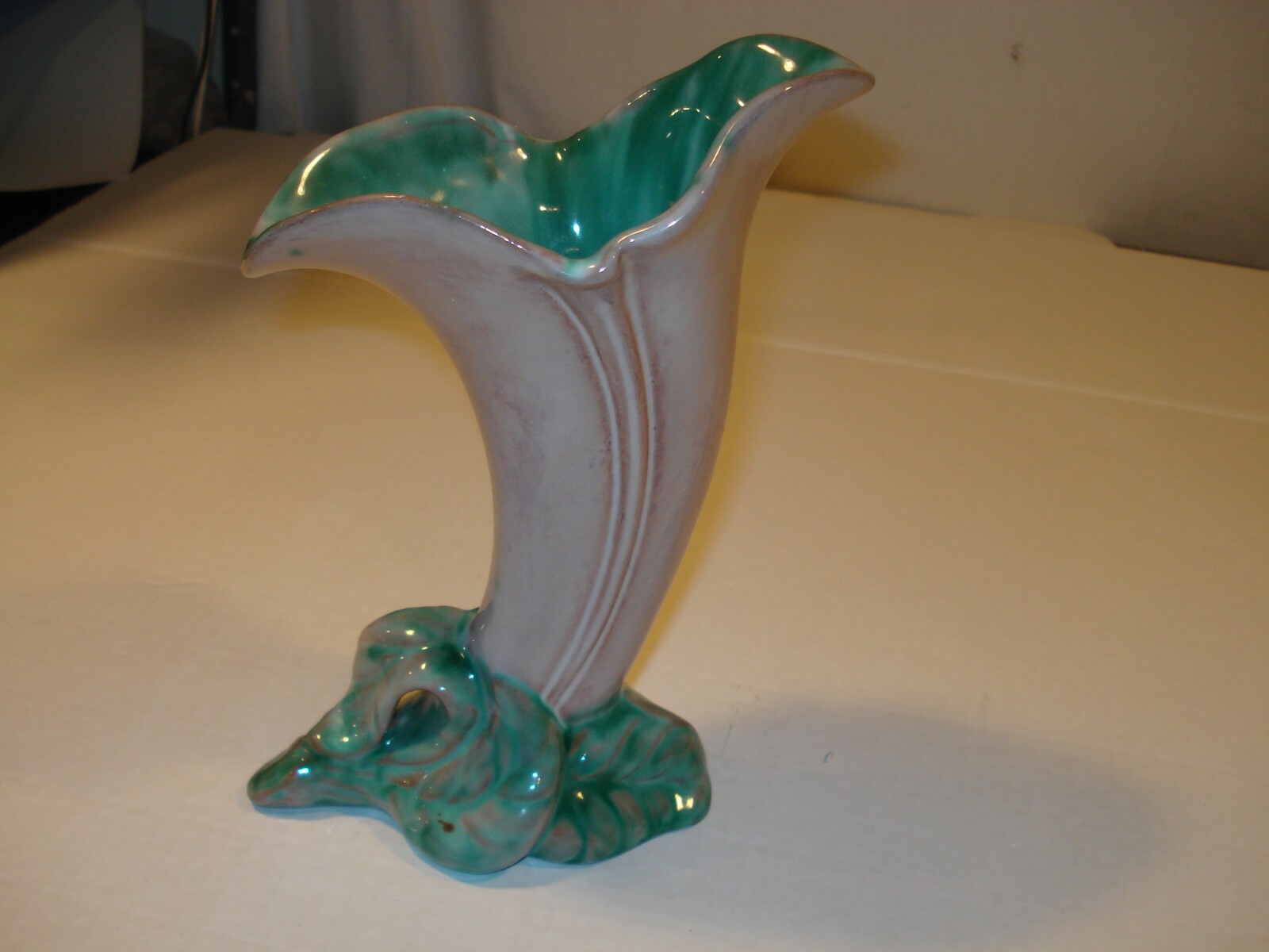 Vintage Stangl Art Pottery Terra Rose Vase #3612 Lily Flower Cornucopia