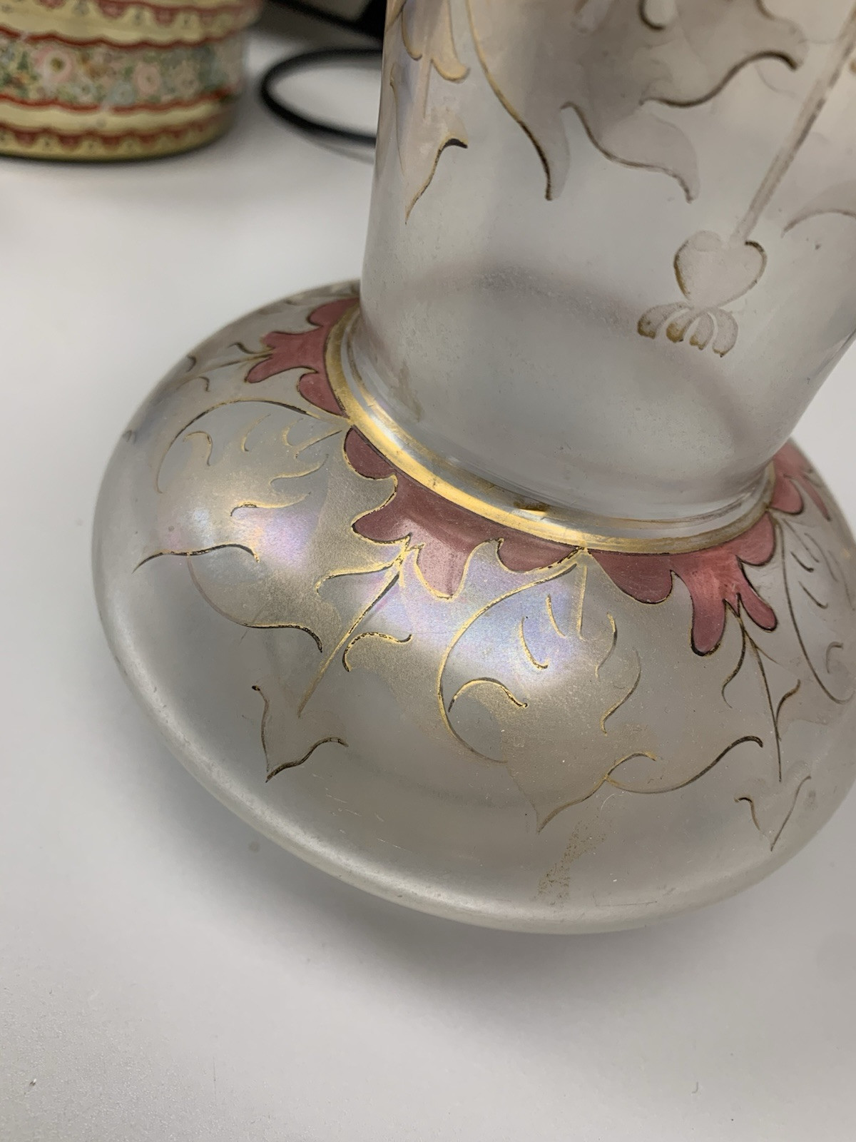 FRITZ HECKERT ART NOUVEAU GLASS VASE Marked “FH. 490/10. 1189.”