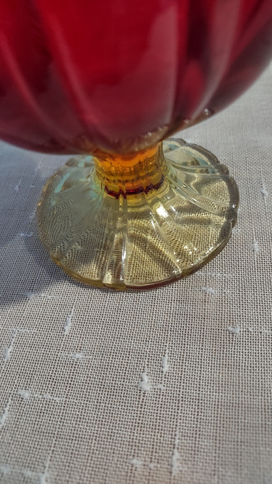 Vintage L.E. Smith Swung Vase Amberina 15″