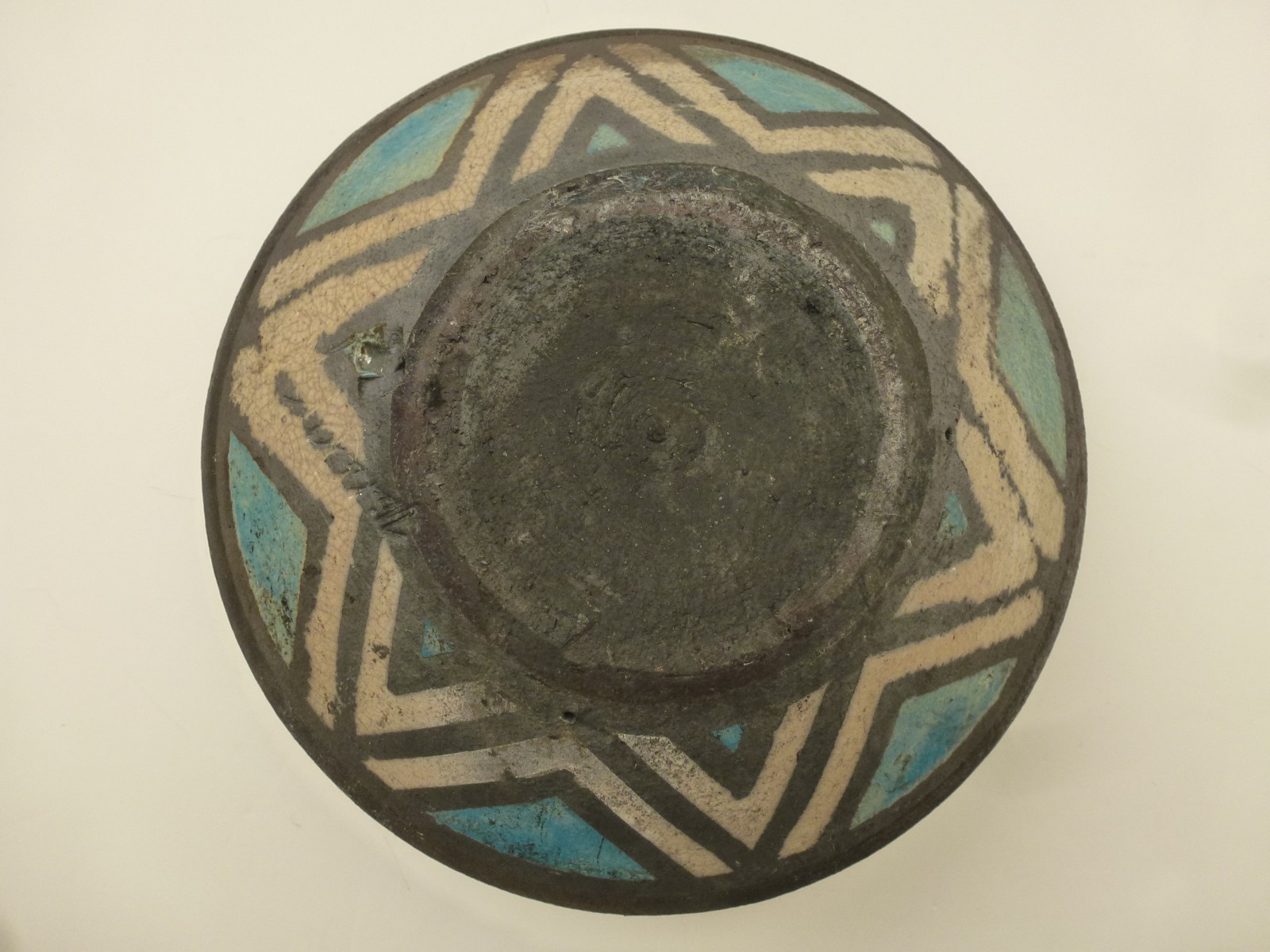Vtg Southwestern Pottery Vase Crackle Glaze Geometric Modernist Marshall Kregel
