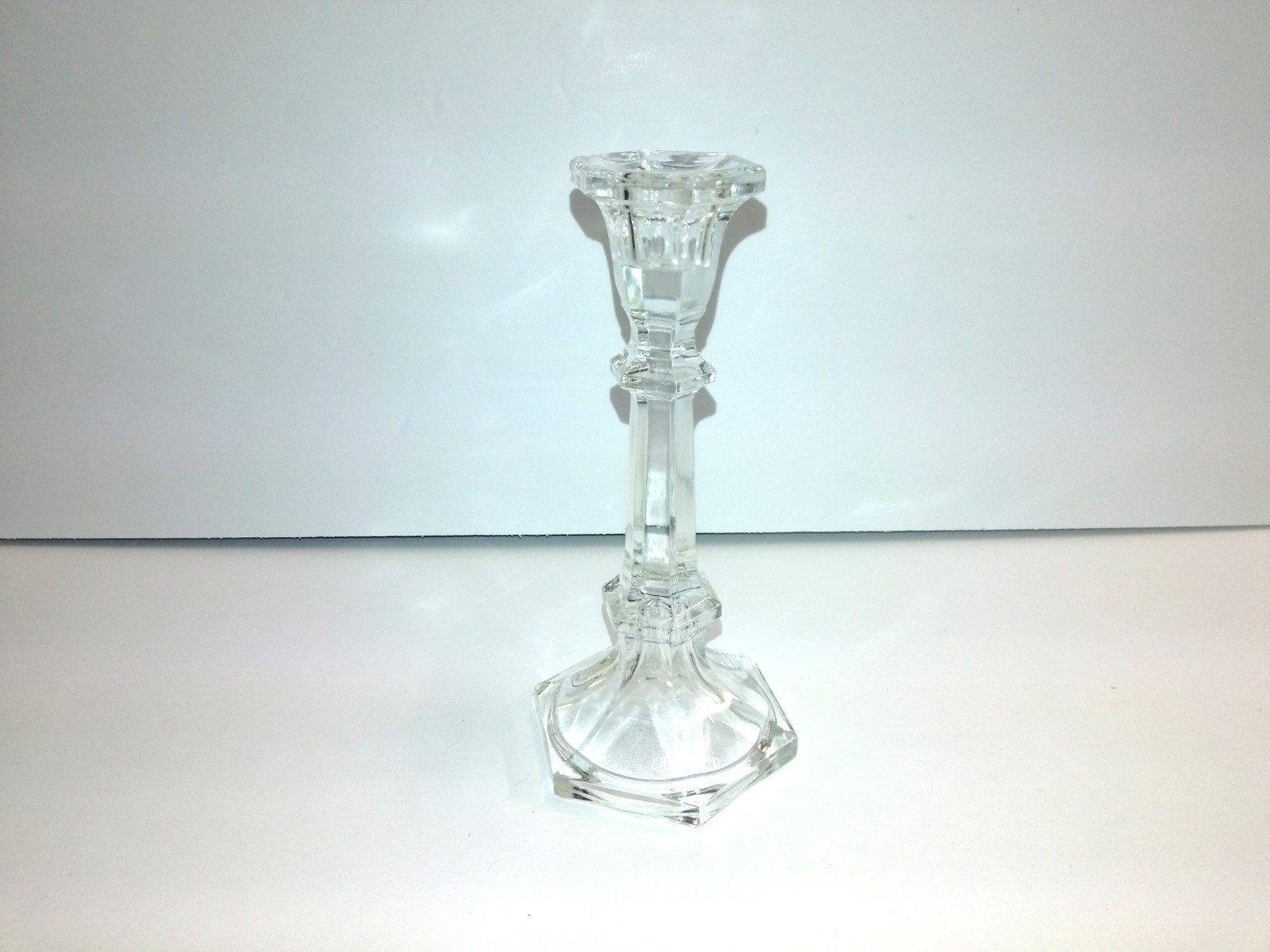 Mikasa Tapered/ Dinner Candle Holder Glass 7 3/8″ High Clear Cut Glass Vintage