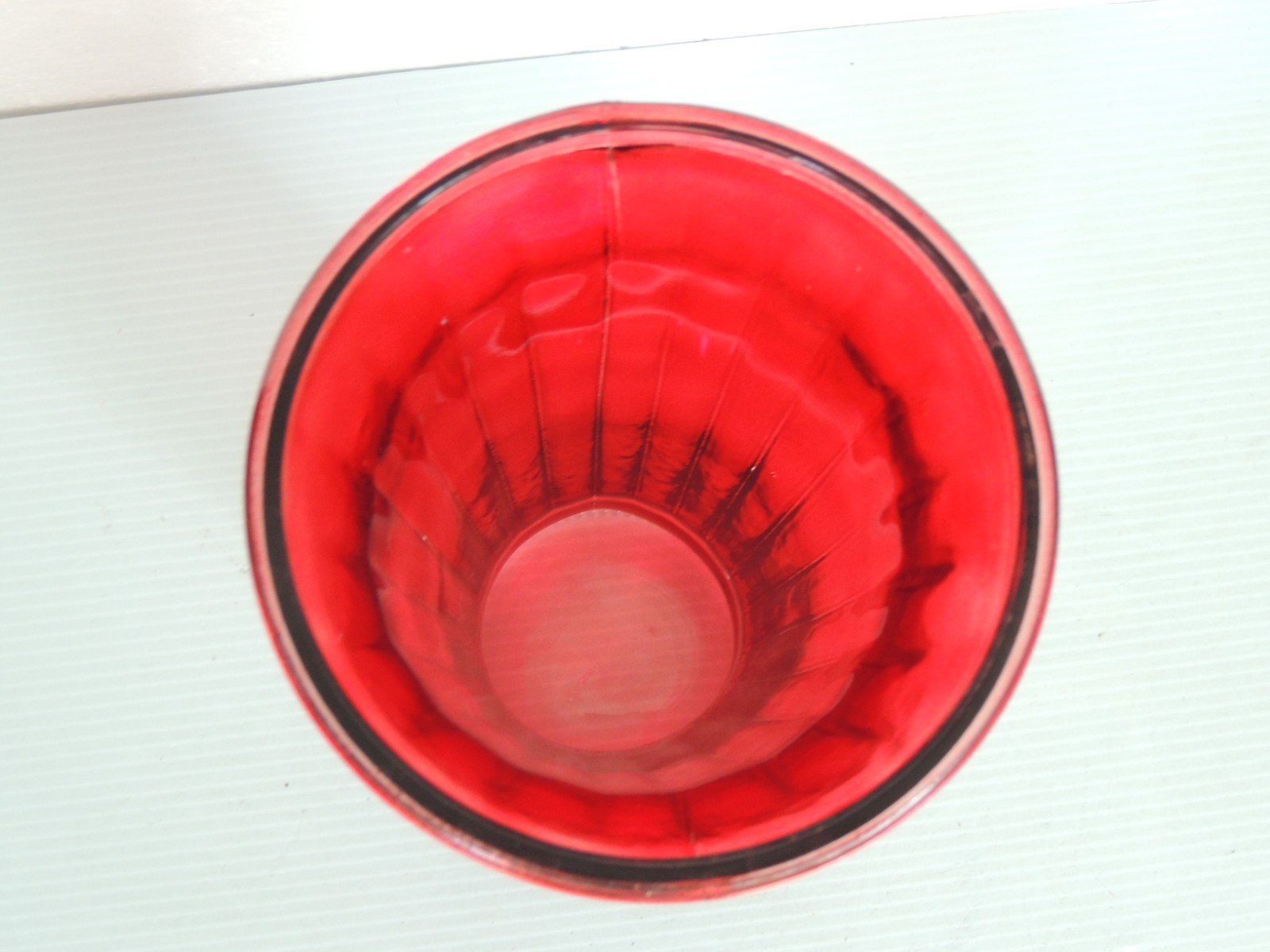 Anchor Hocking Vase Ruby Red 10 1/2 inches tall USA Ribbed Pattern