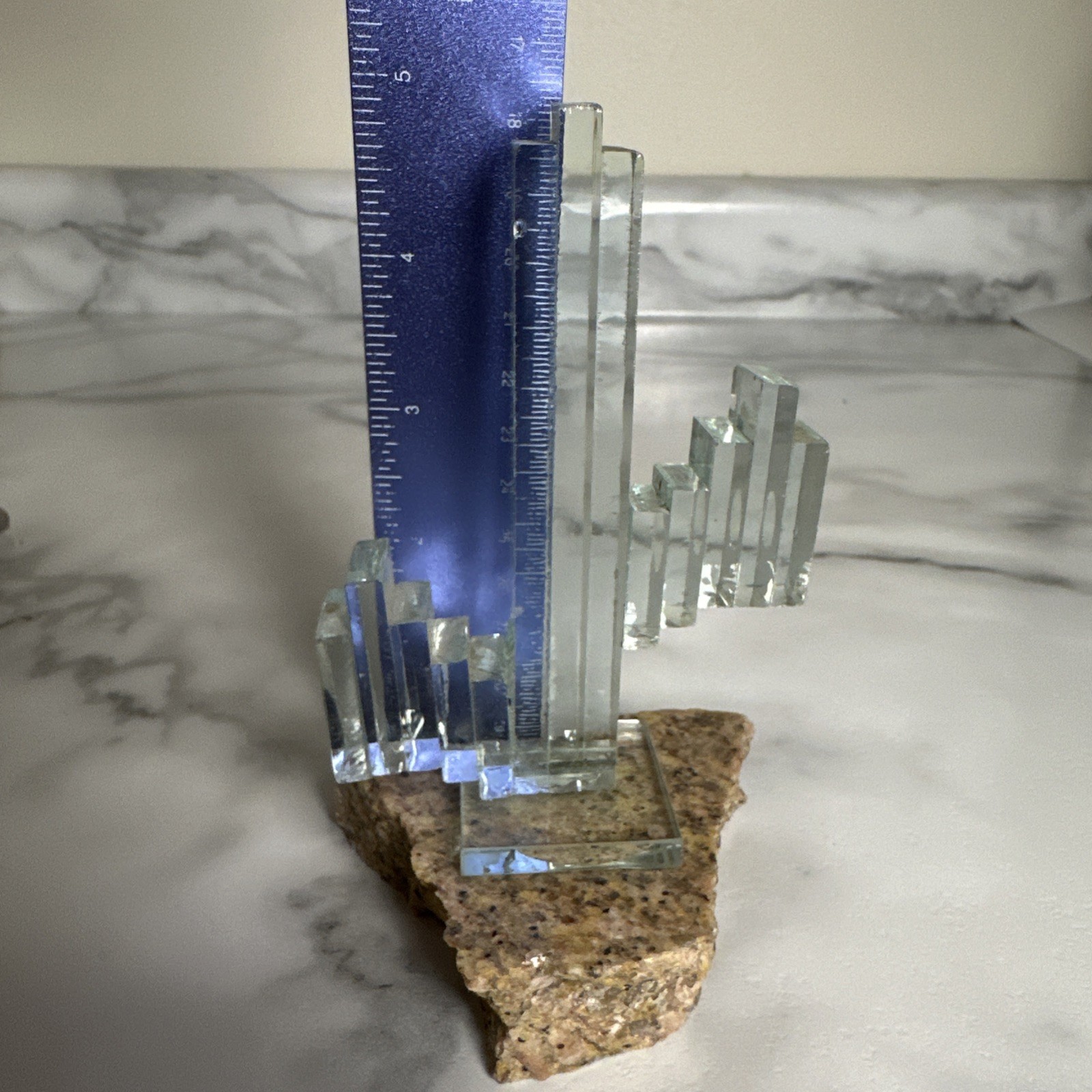 Cactus Green Cut Glass Sculpture Arizona Granite Souvenir Art Desert Native READ