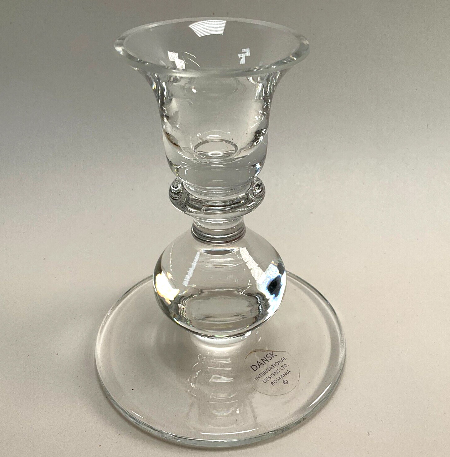 Dansk Crystal Ball Stem Candle Holder Romania Original Label 4 3/4″