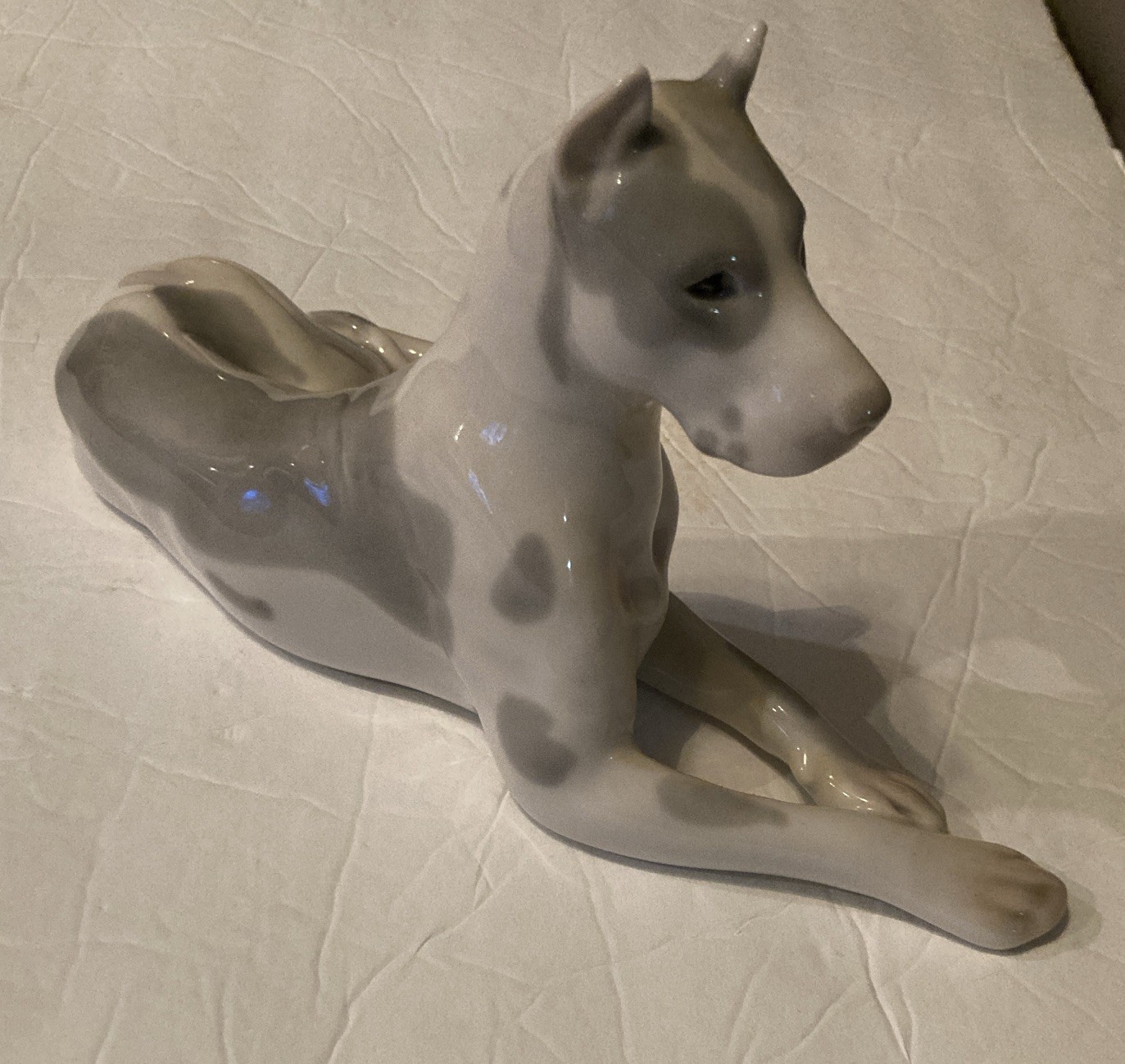 Vintage Lomonosov Porcelain GREAT DANE Gray/White Ceramic Figurine Dog