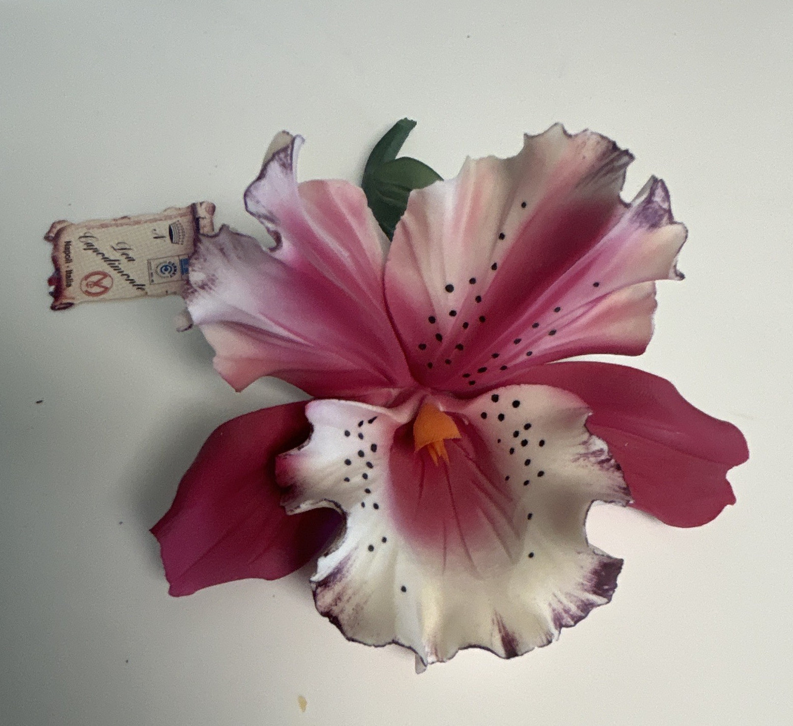 Italian Porcelain Floral Flower Figurine Hand Painted Pink White Green Mark