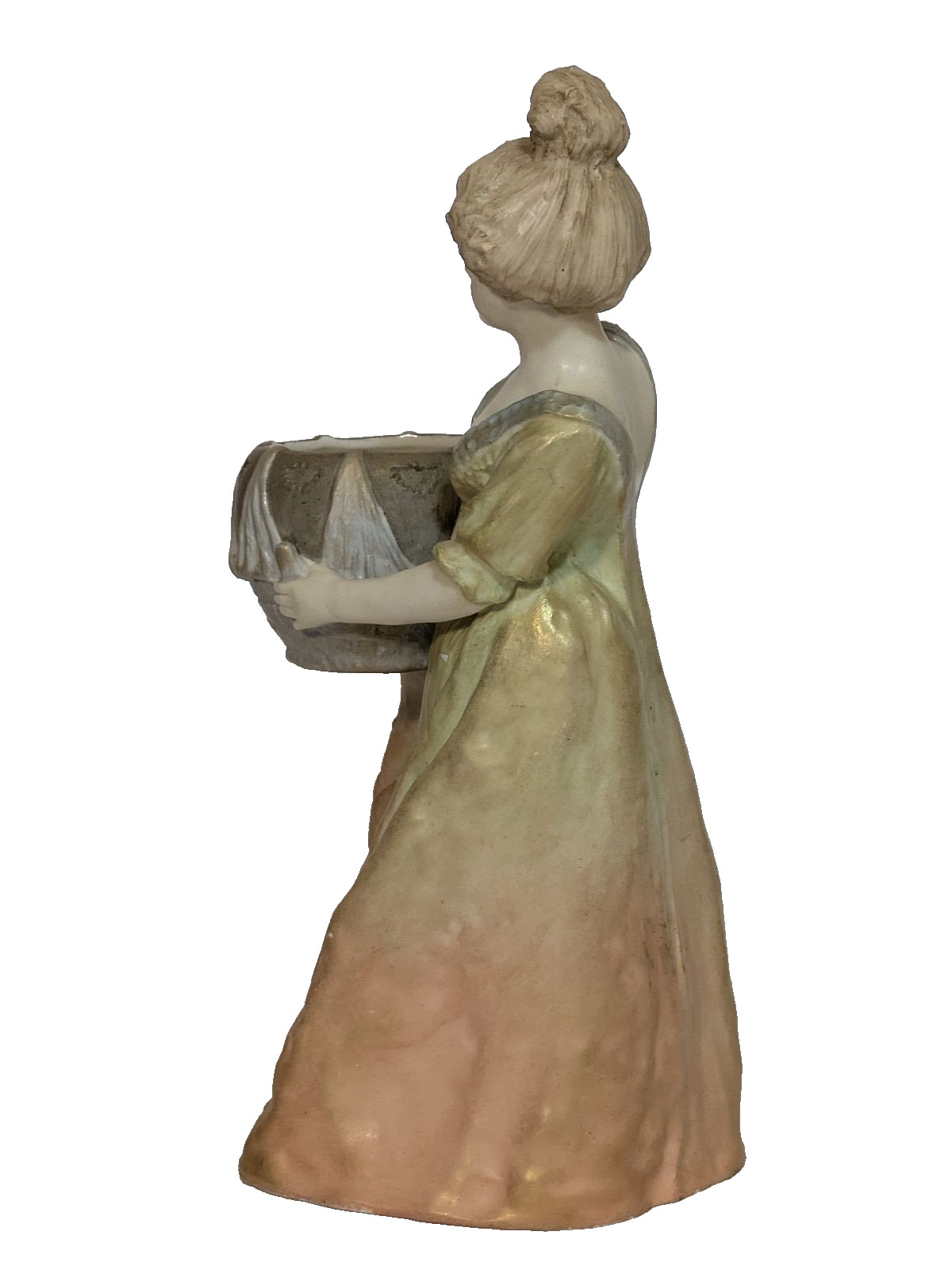 Antique Bohemian Figurine Lady with Tub, Made in Austria