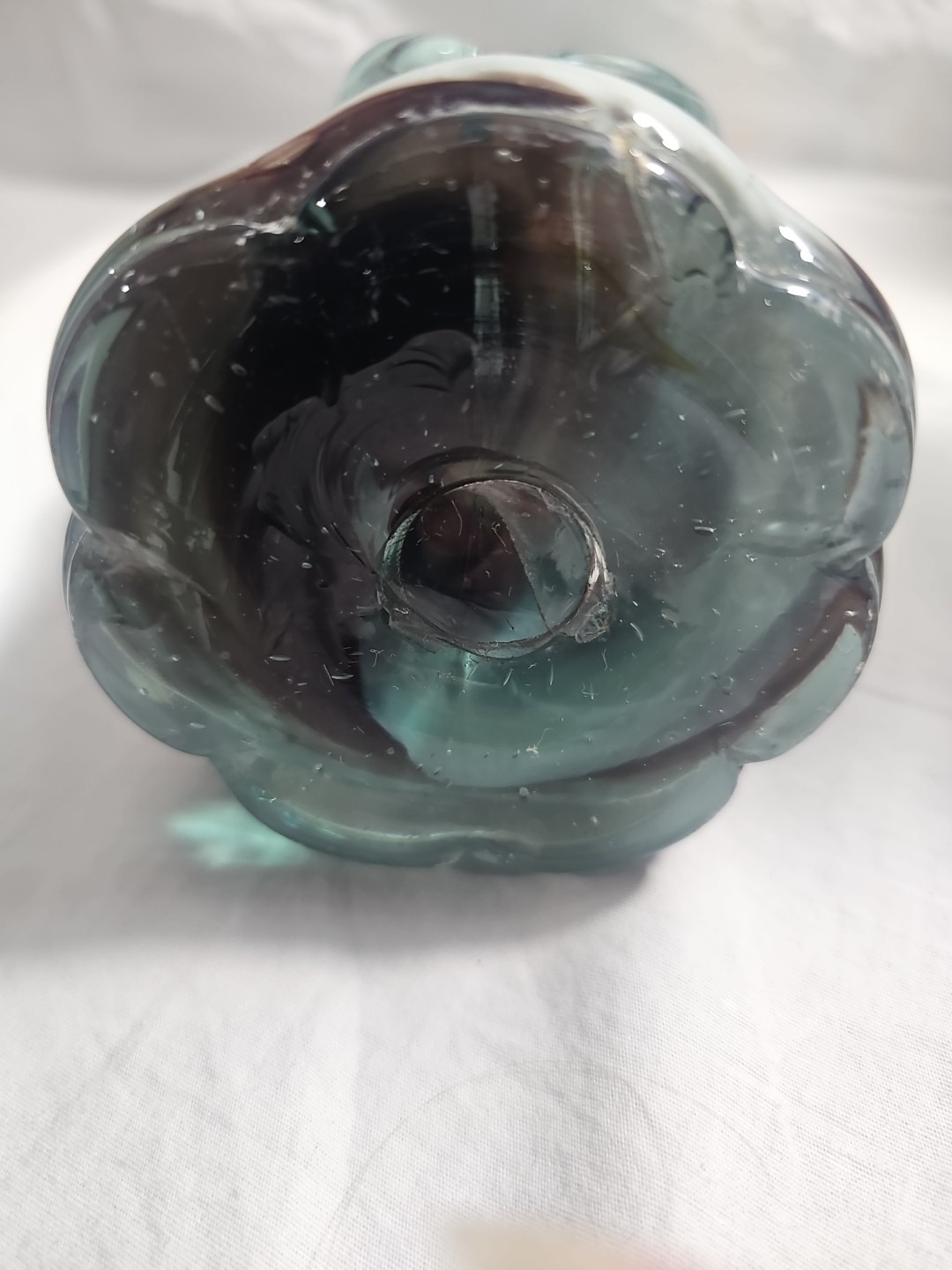 Vintage Studio Art Glass Hand Blown Handle Basket-Form Vase