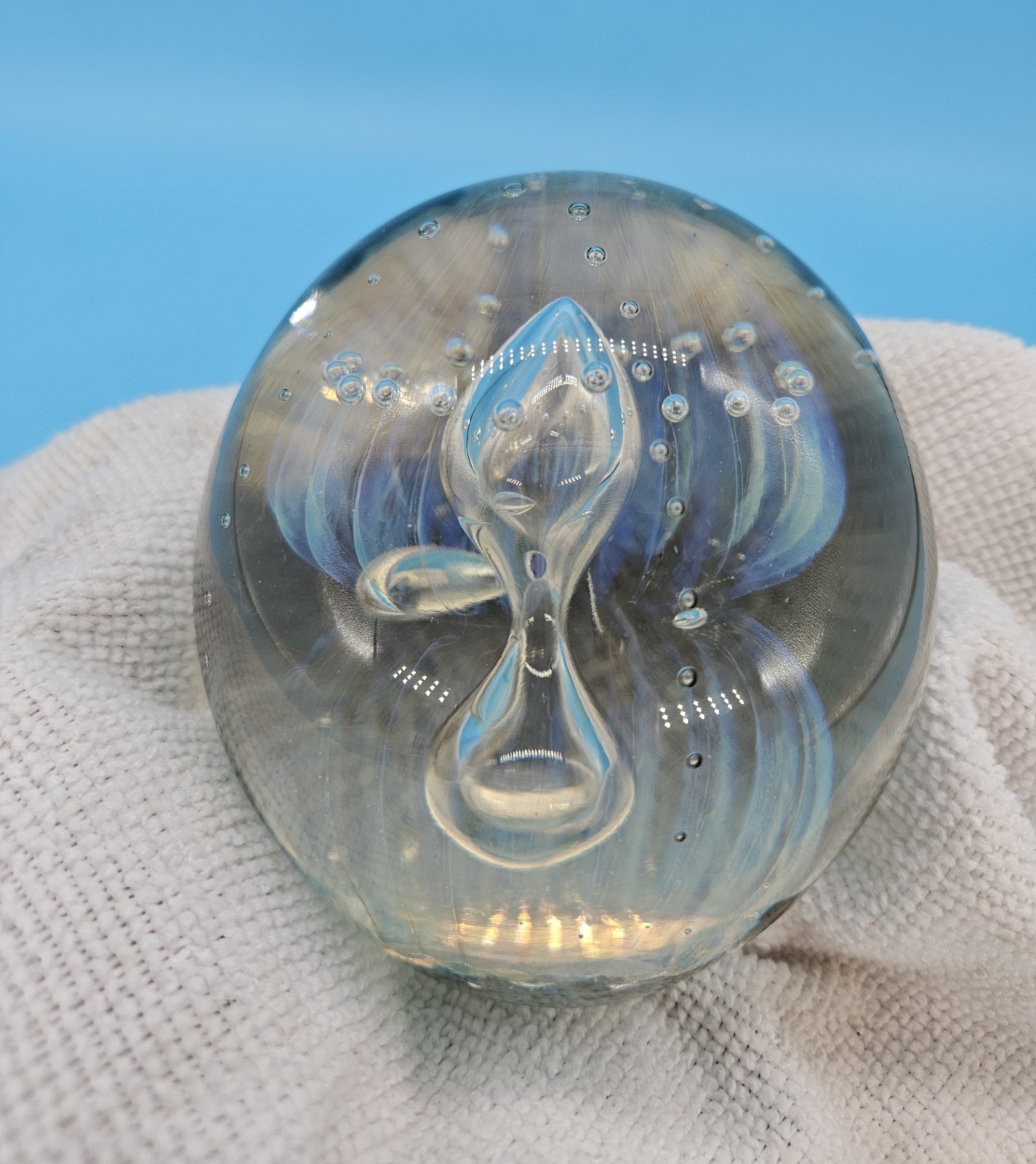 1993 Robert Eickholt Double Jellyfish Controlled Bubble Paperweight SIGNED