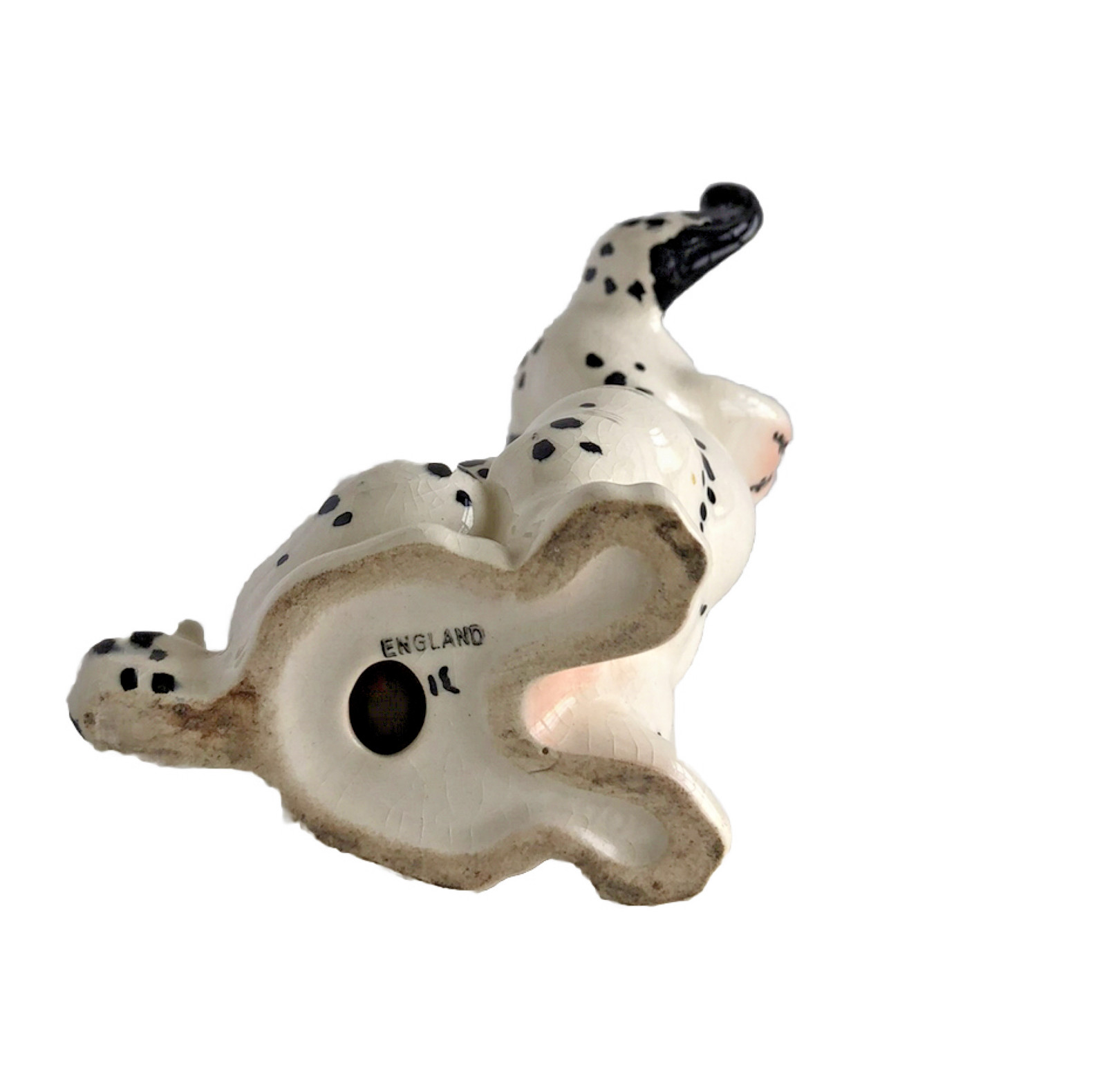 Beswick Puppit Dog #1002 White & Black Gloss 4 3/4” 12.1cm 1944-1969 Vintage