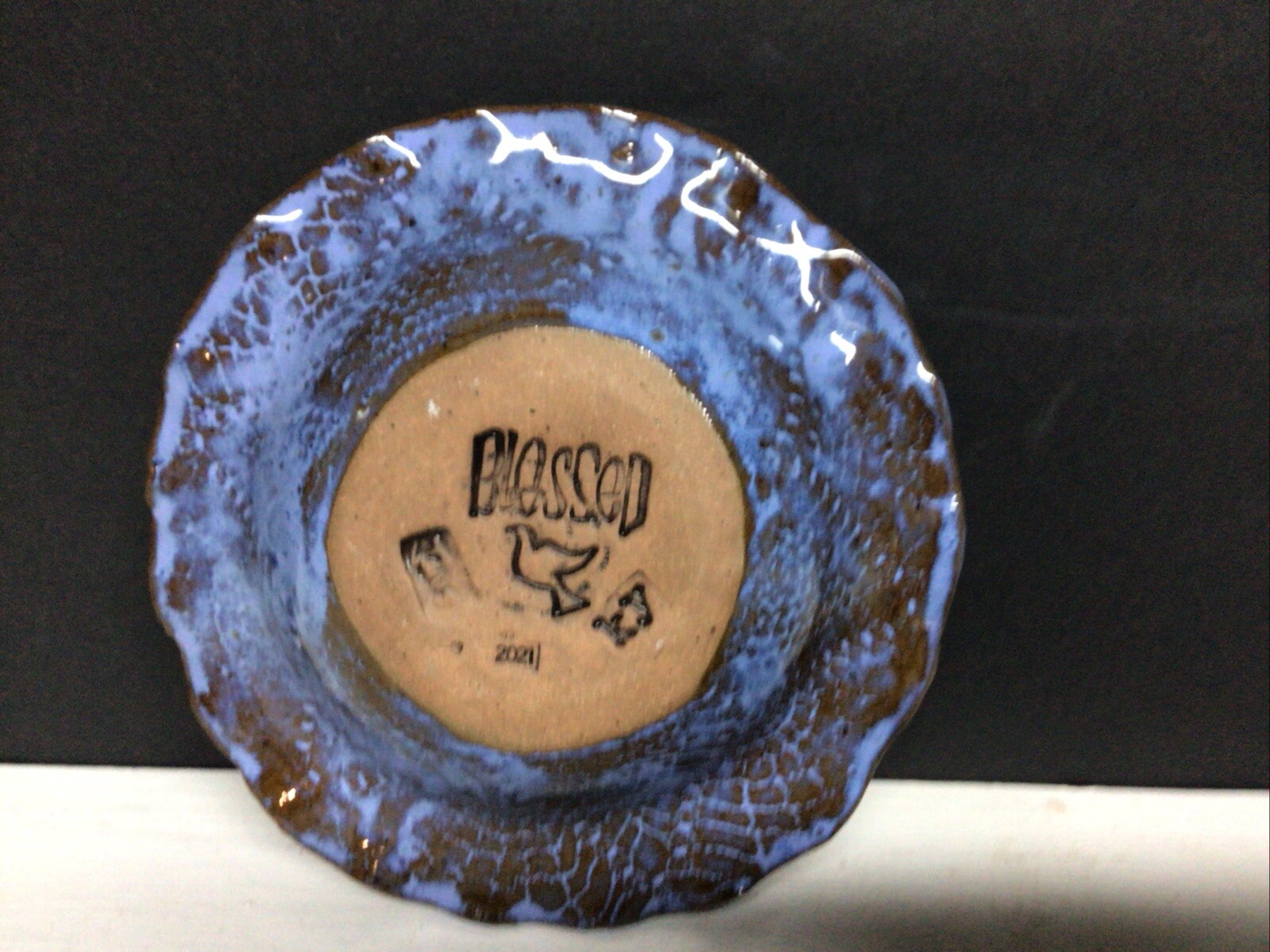 Sunflower Blessed Pottery Trinket Bowl 6.75 Inches