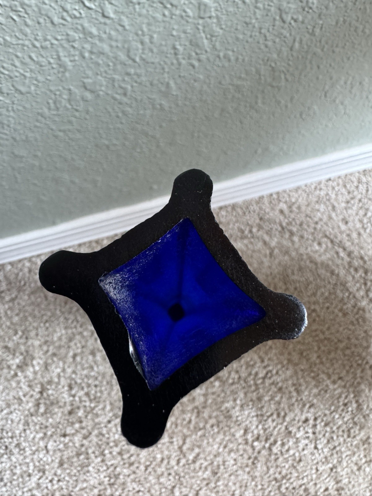 Tall Cobalt Blue Blown Glass Vase, 16” Soviet Art Glass, 1980s