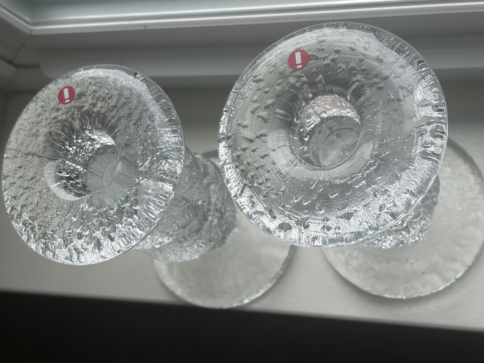 Pair of IITTALA Finland Glass FESTIVO 2665-120 Candlesticks by TIMO SARPANEVA