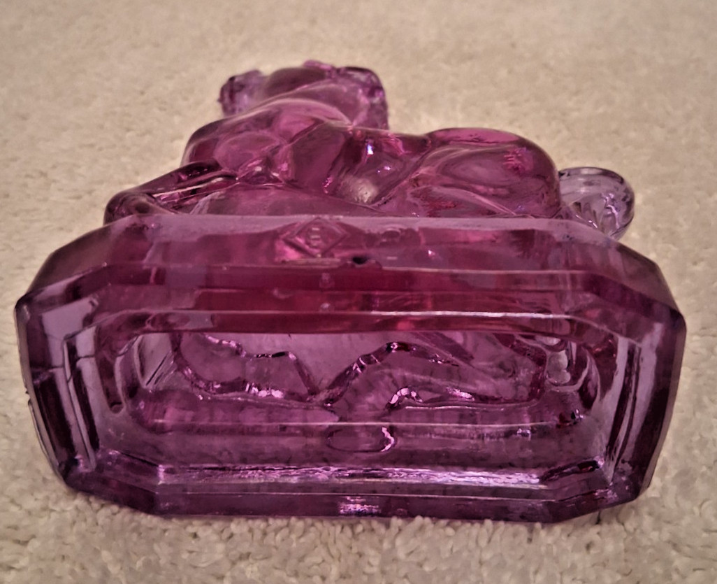VINTAGE BOYD ART GLASS 4 IN. IMPATIENT PURPLE JOEY HORSE FIGURINE