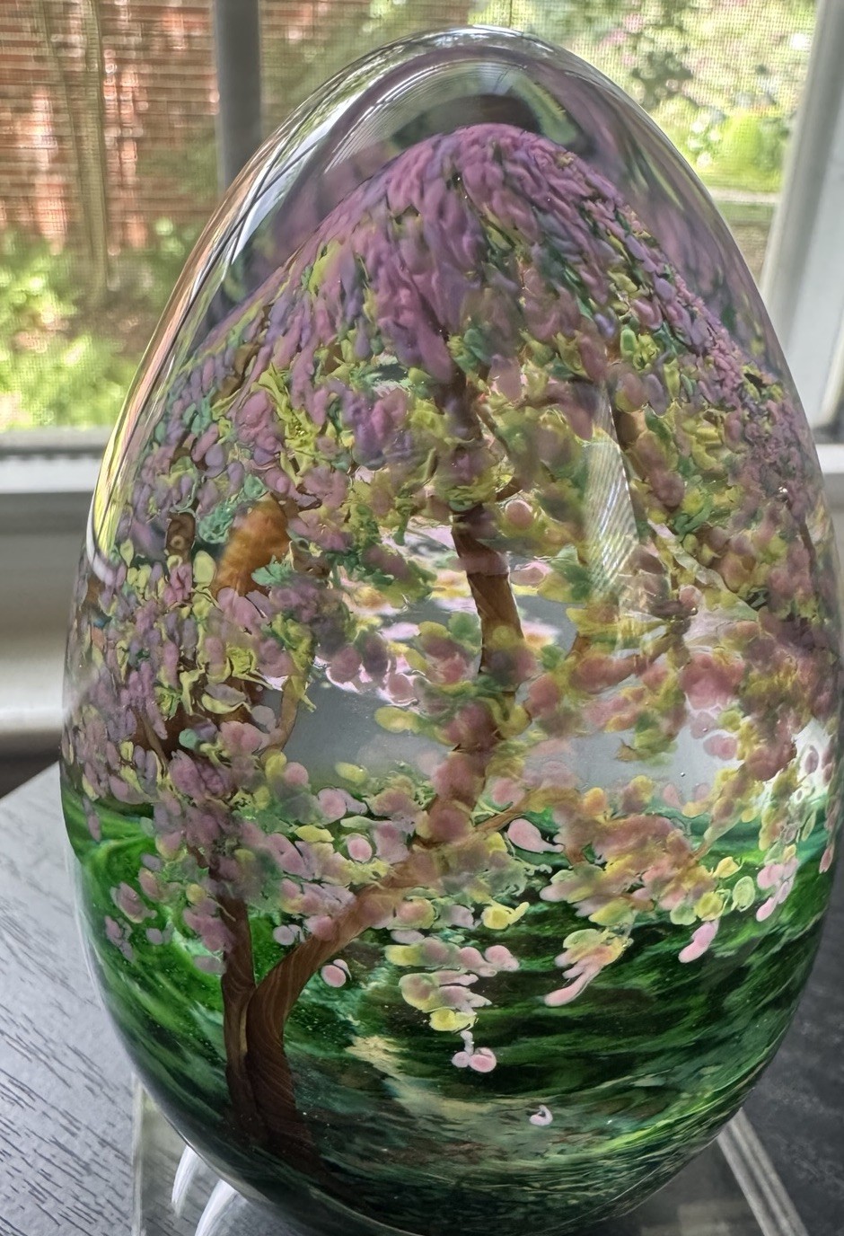 2011 Cathy Richardson Art Glass Paperweight Forest Seed Spring Tree Signed