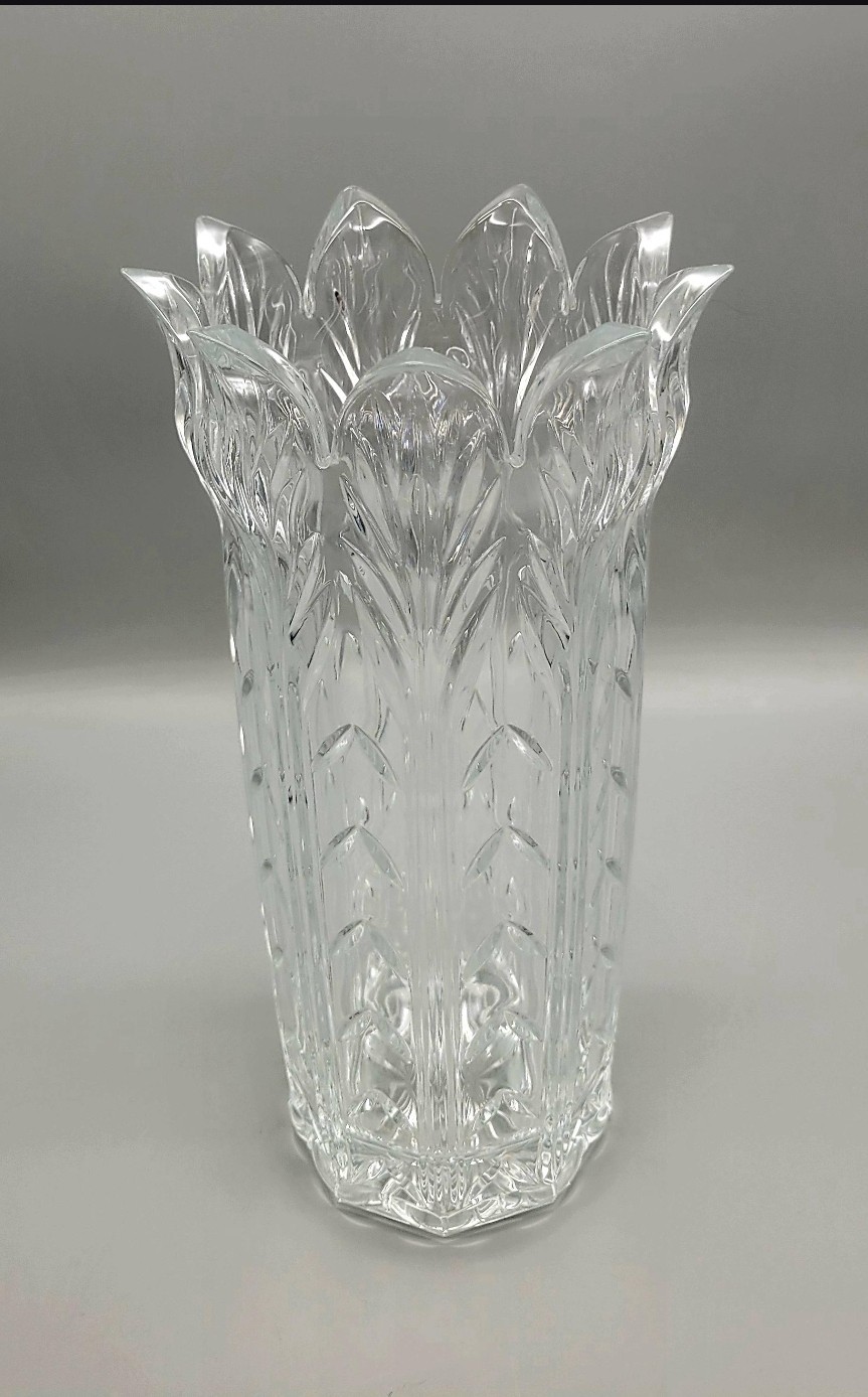 Elegant Vintage Art Nouveau Style Portico Crystal Flower Vase Stunning Flared