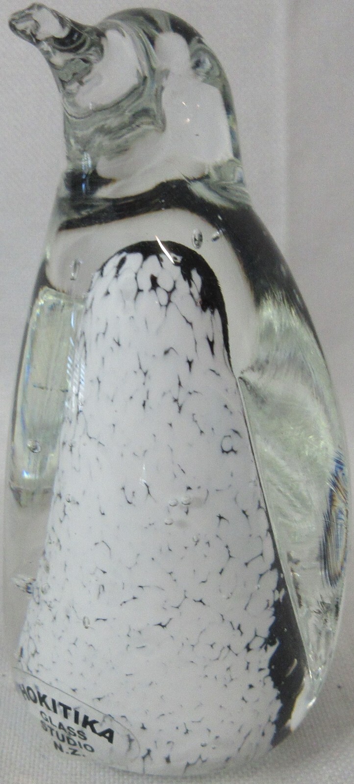 Hokitika Glass Studio Penguin Figurine Sculpture Paperweight 3″ New Zealand