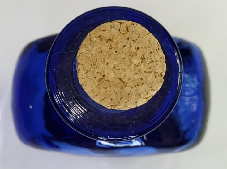Vintage Square Cobalt Blue Glass Decor Decanter Bottle With Cork Stopper