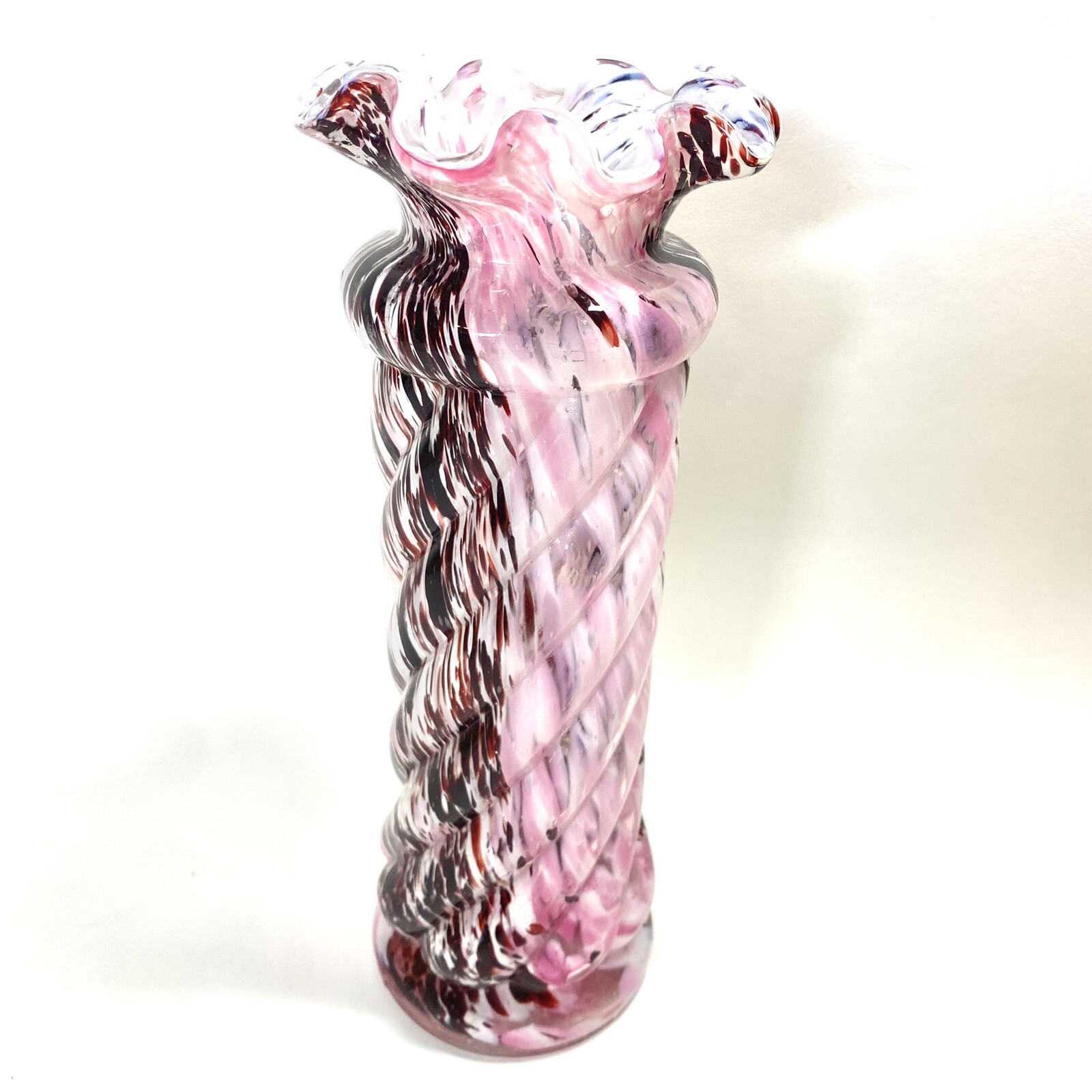Twisted Blown Glass Confetti Vase Crested Cased Glass Legras & Cie, France EVC