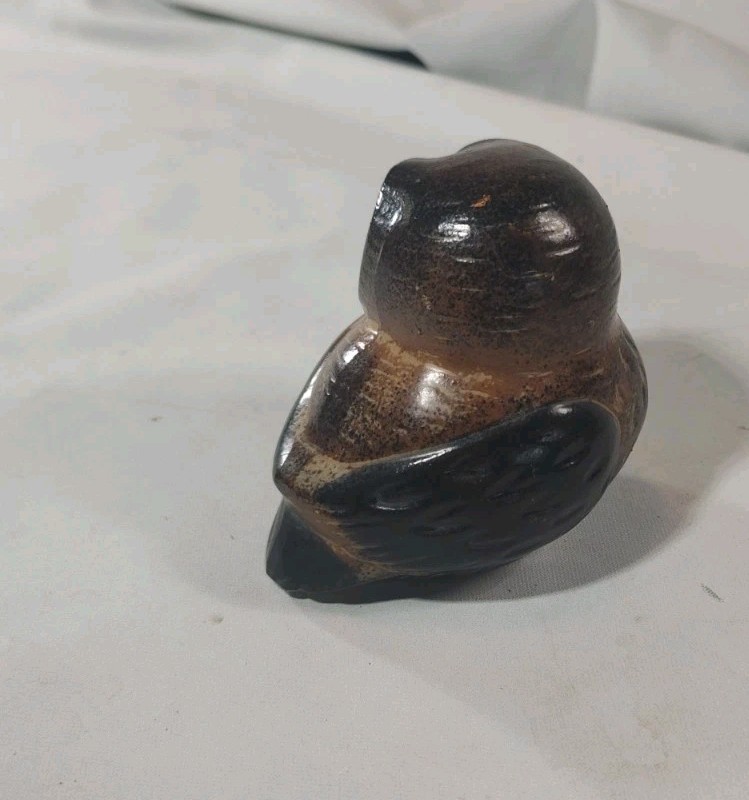 Stoneware Pottery Owl Figurine Vintage Japan Pottery