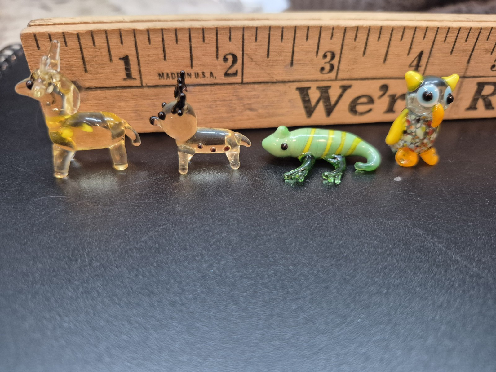 Miniature Hand Blown Glass Animals Lot Deer Horse Owl Lizard Mini Dollhouse