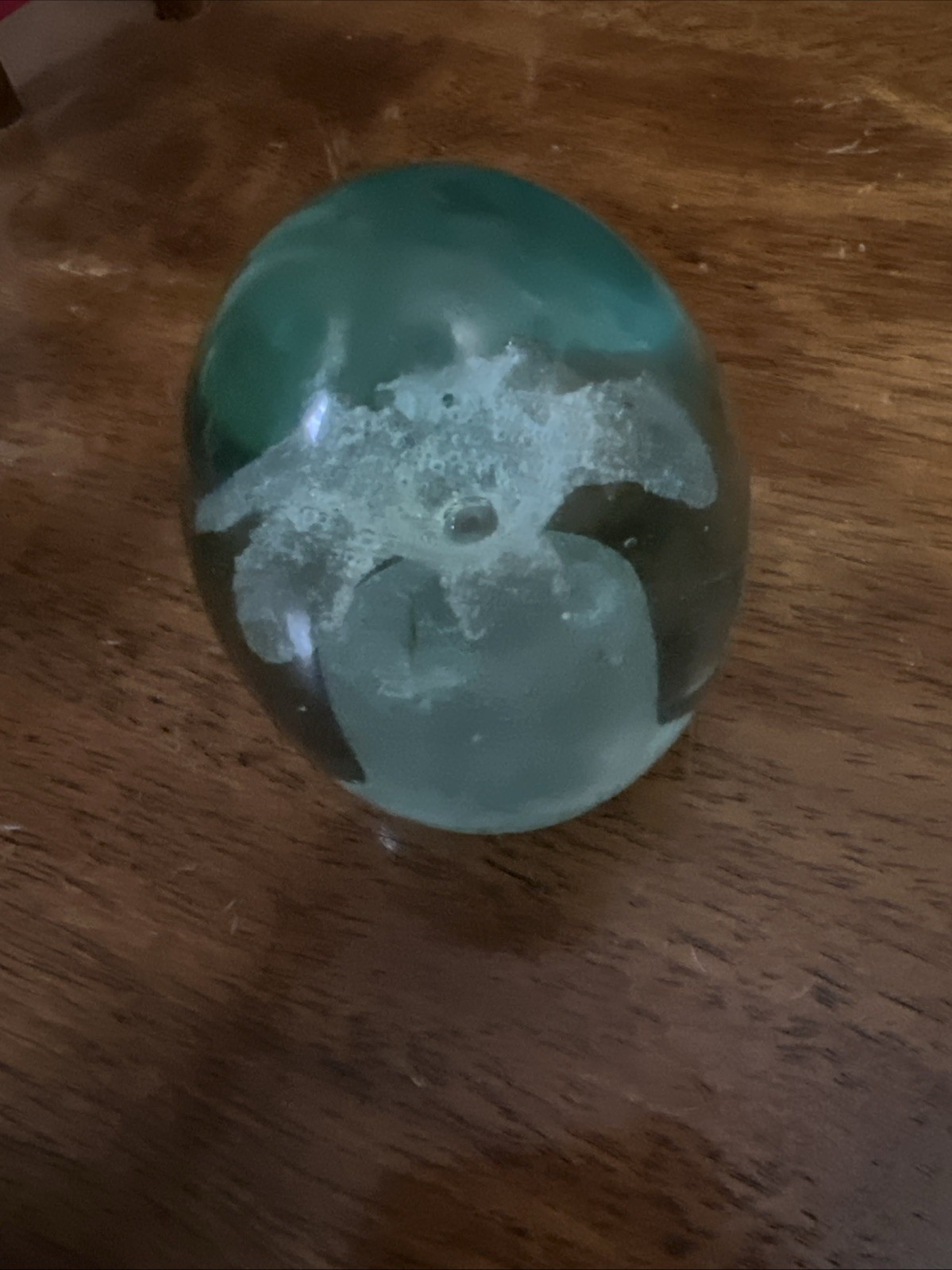Antique Victorian Dump Glass Paperweight Flower Pot & Flower