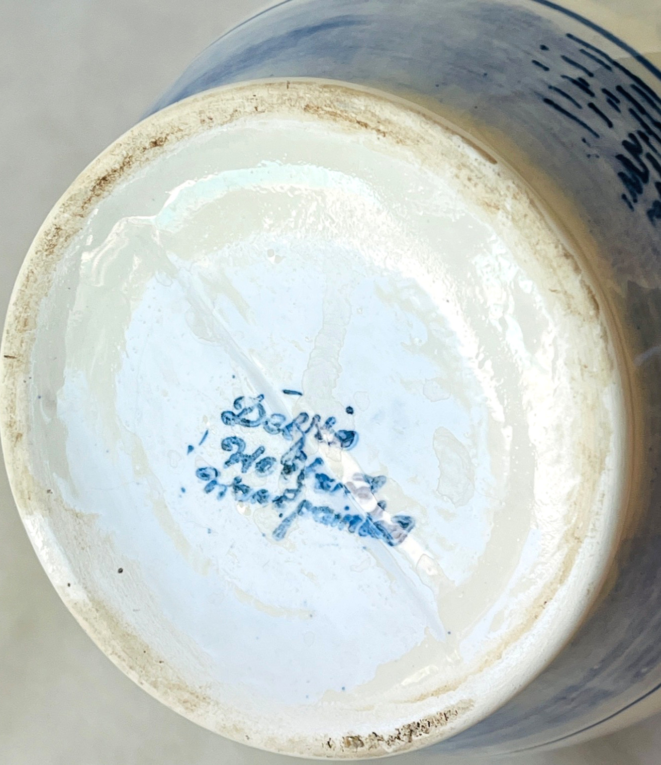 Vintage Delft Blue Hand Painted Holland Orchid Crocus Bulbs Ceramic Pot 5.5″