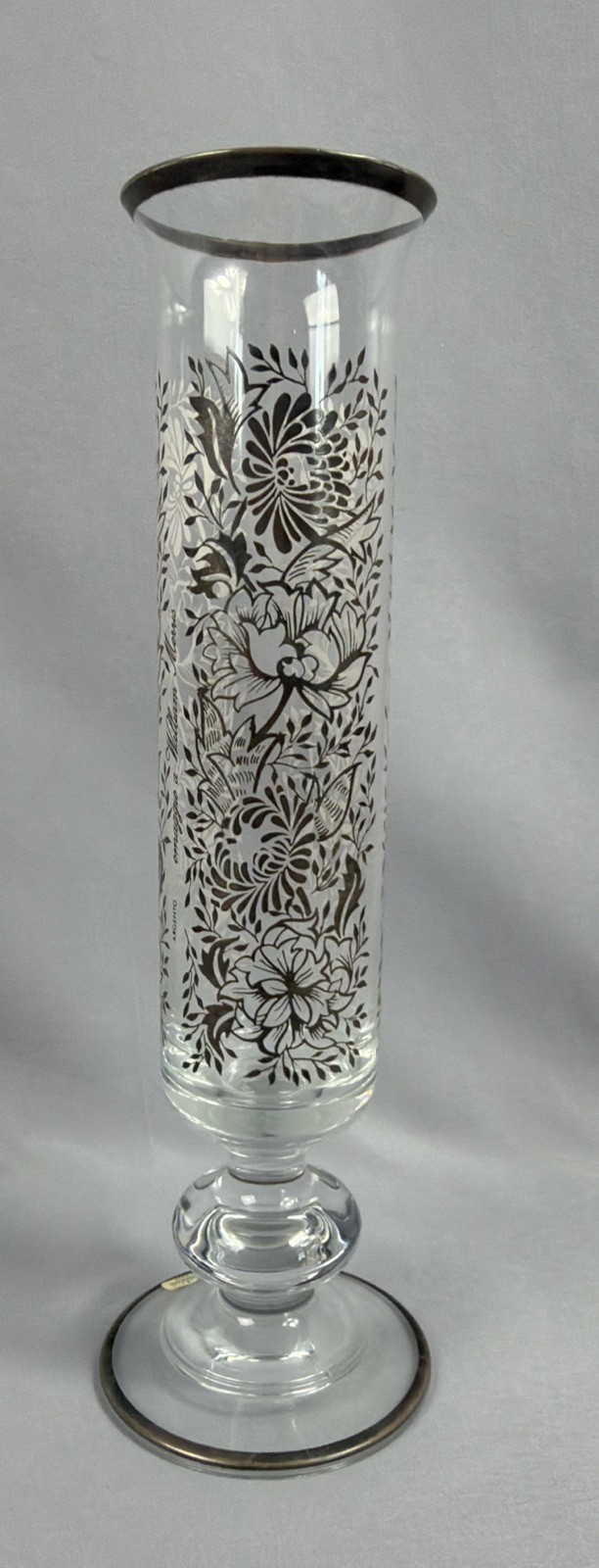 Egizia Argento Omaggio A William Morris Floral Glass Vase 10 1/4” Made In Italy
