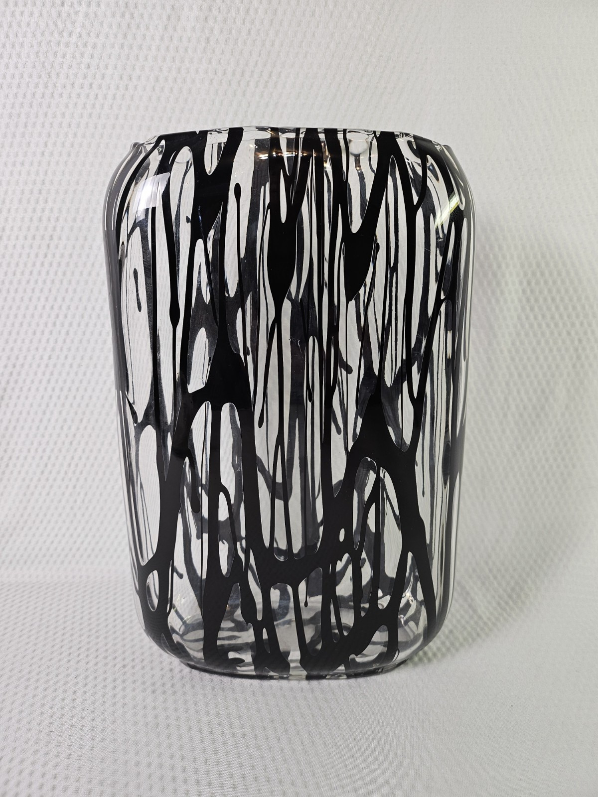 Murano Handblown Modern Oval Translucent Vase W/ Expressionistic Detailing EUC