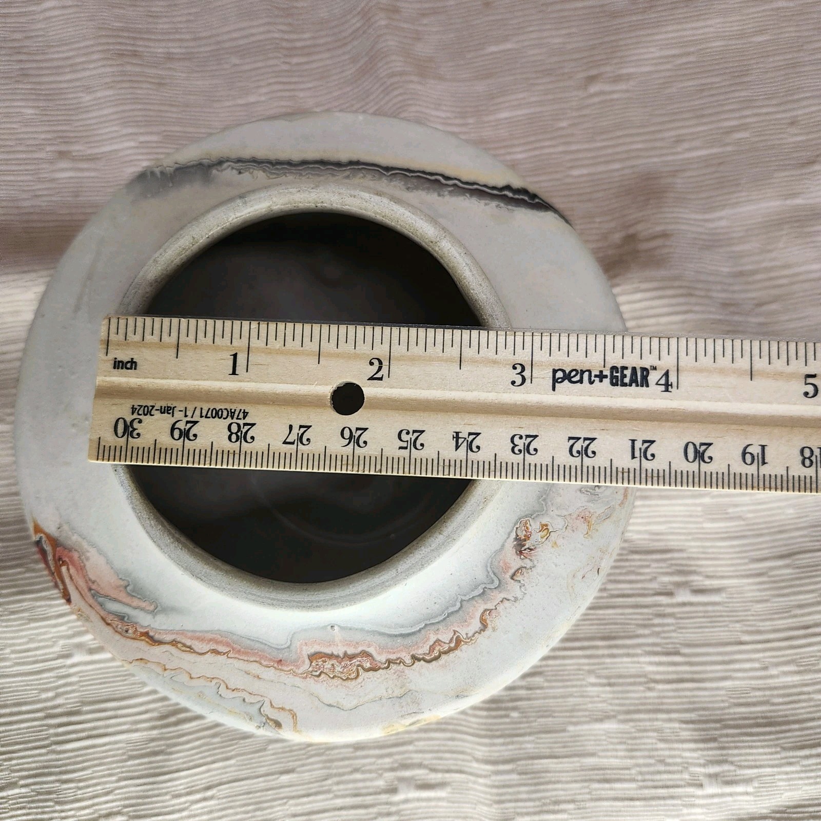 Nemadji Pottery Bowl Hand Made Painted Swirl Native American USA Vintage