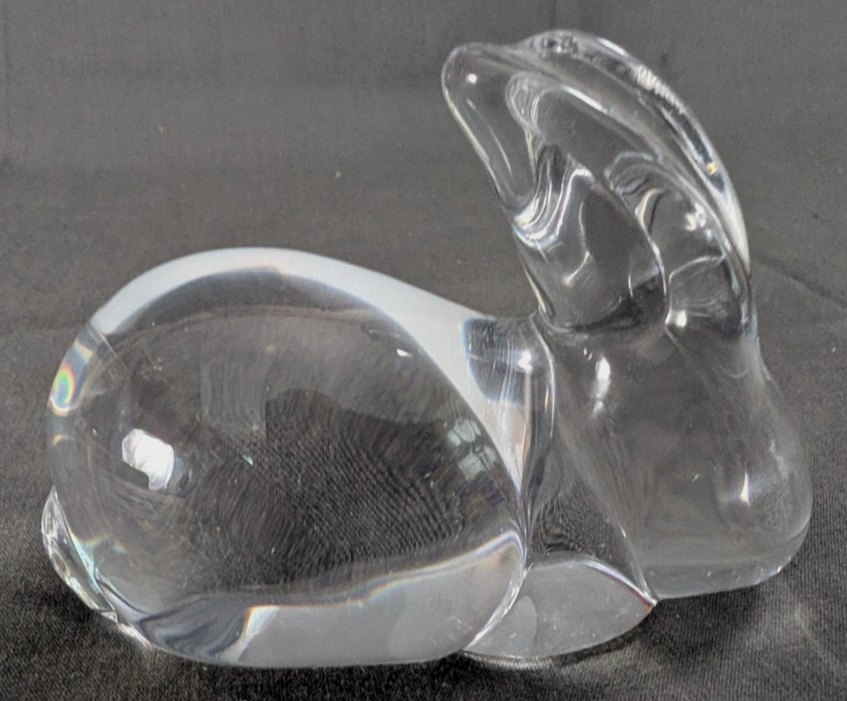 Etched Daum – France Crystal Bunny Paperweight
