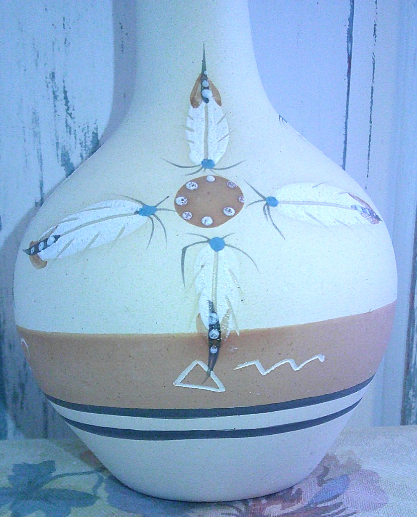 Vintage Betty Selby Art Pottery Vase Southwest Native American HANDPAINTED #362