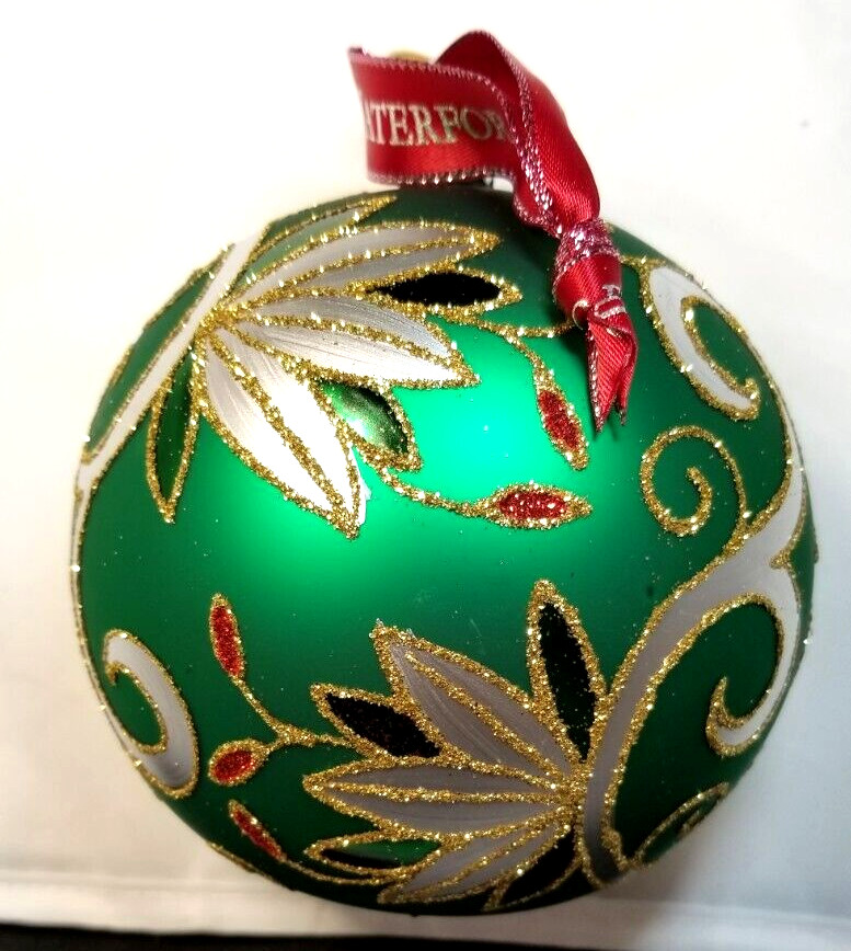Waterford Holiday Heirlooms Emerald Scroll Reflector Ball Box w/tag # 155250