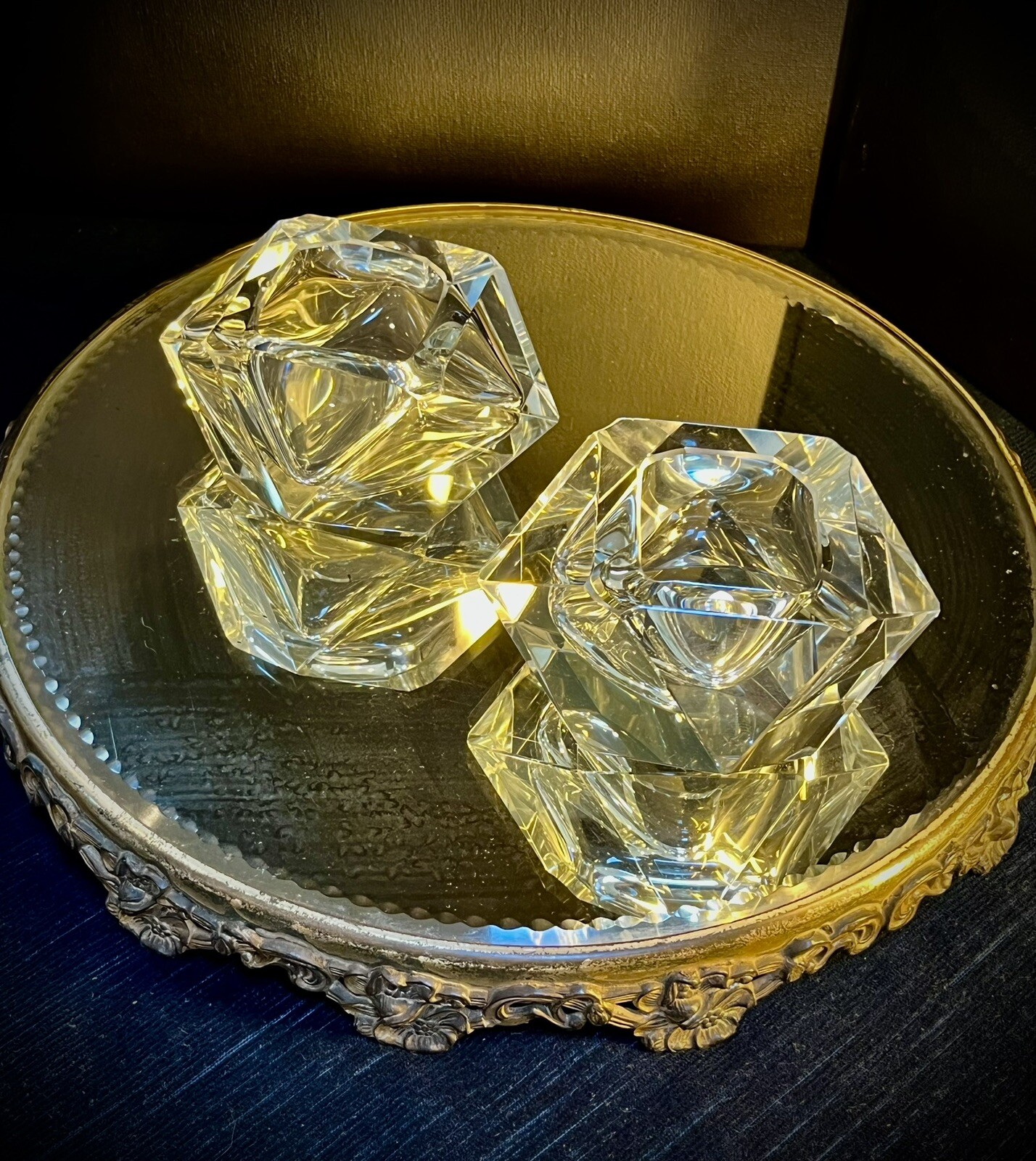Flavio Poli Seguso Murano Faceted Sommerso Glass Ashtrays Set of 2 MCM Italy