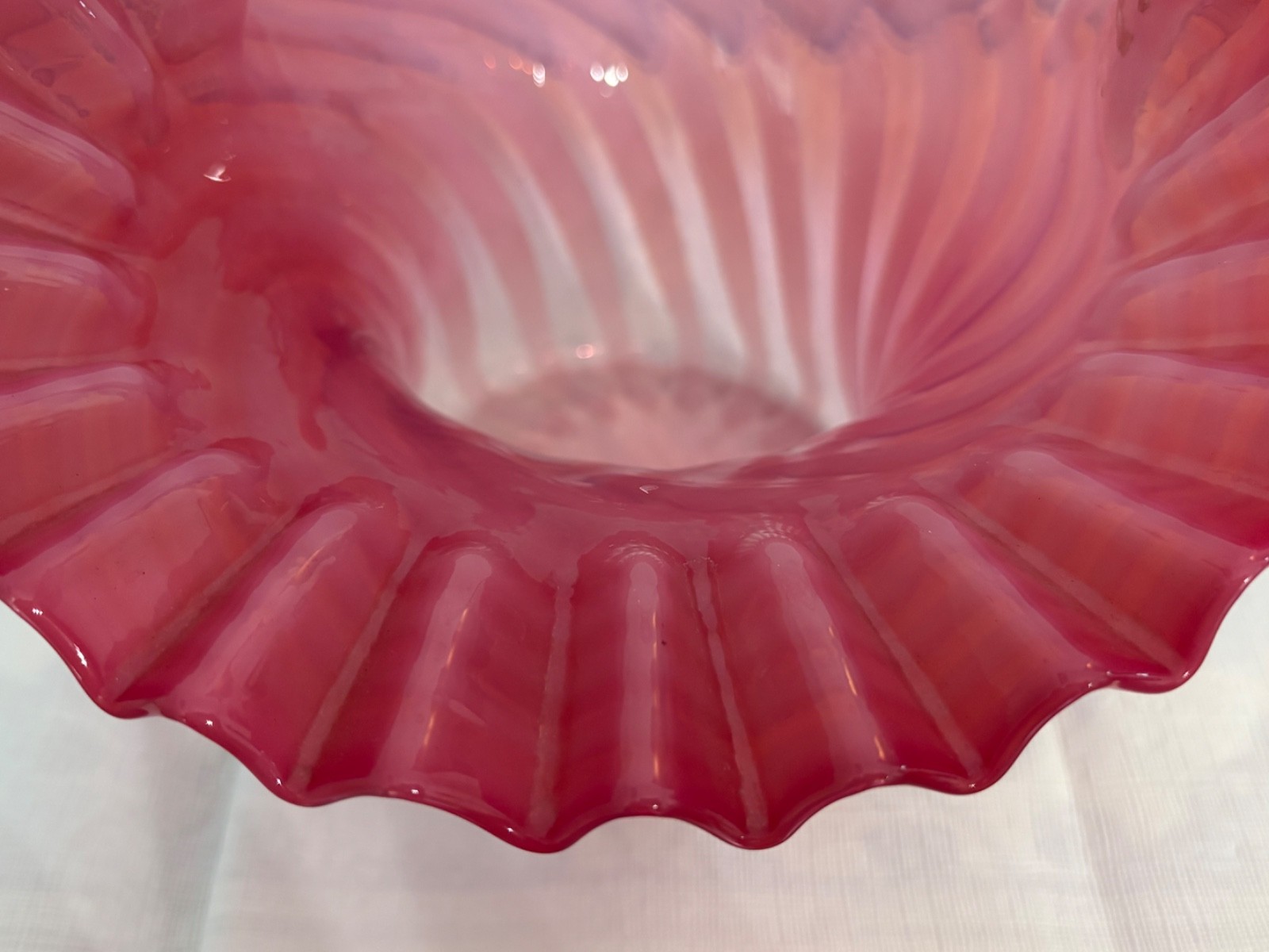 Fenton Cranberry Opalescent Swirl Pattern Basket
