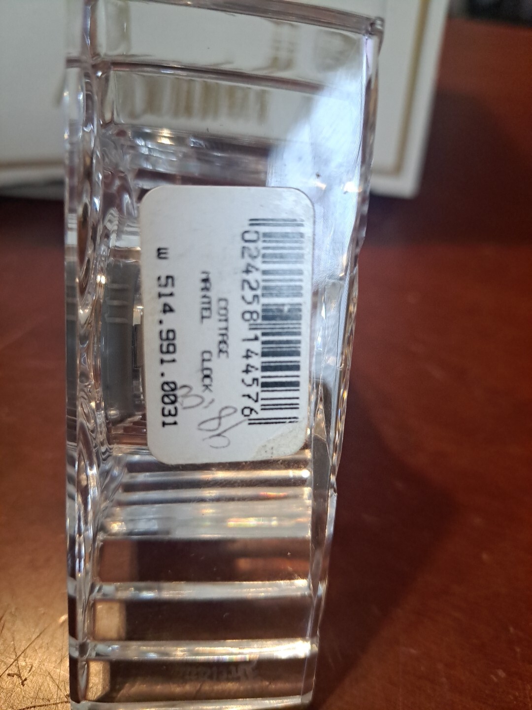 WATERFORD Signed Crystal Quartz Cottage Mantel Clock Marshall Fields