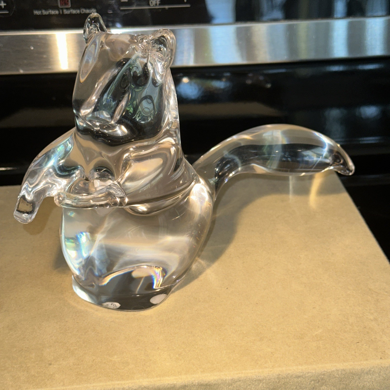 Vintage Daum France Clear Glass Squirrel Signed 6.75”H x 8.25″W x 3.5″D 3.8 Lbs.