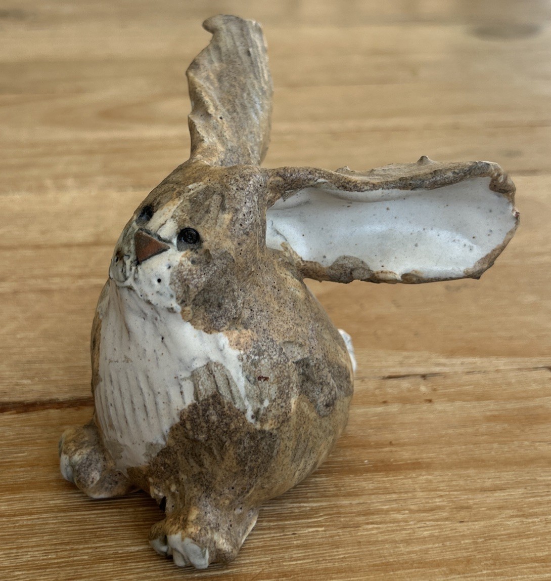 Vintage Signed Studio Pottery Bunny Rabbit Sculpture