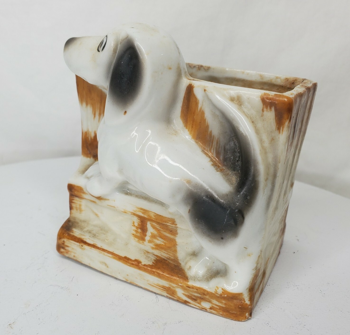 Vintage Ceramic Dog Planter Jack Russell Beagle Pointer Made In Japan