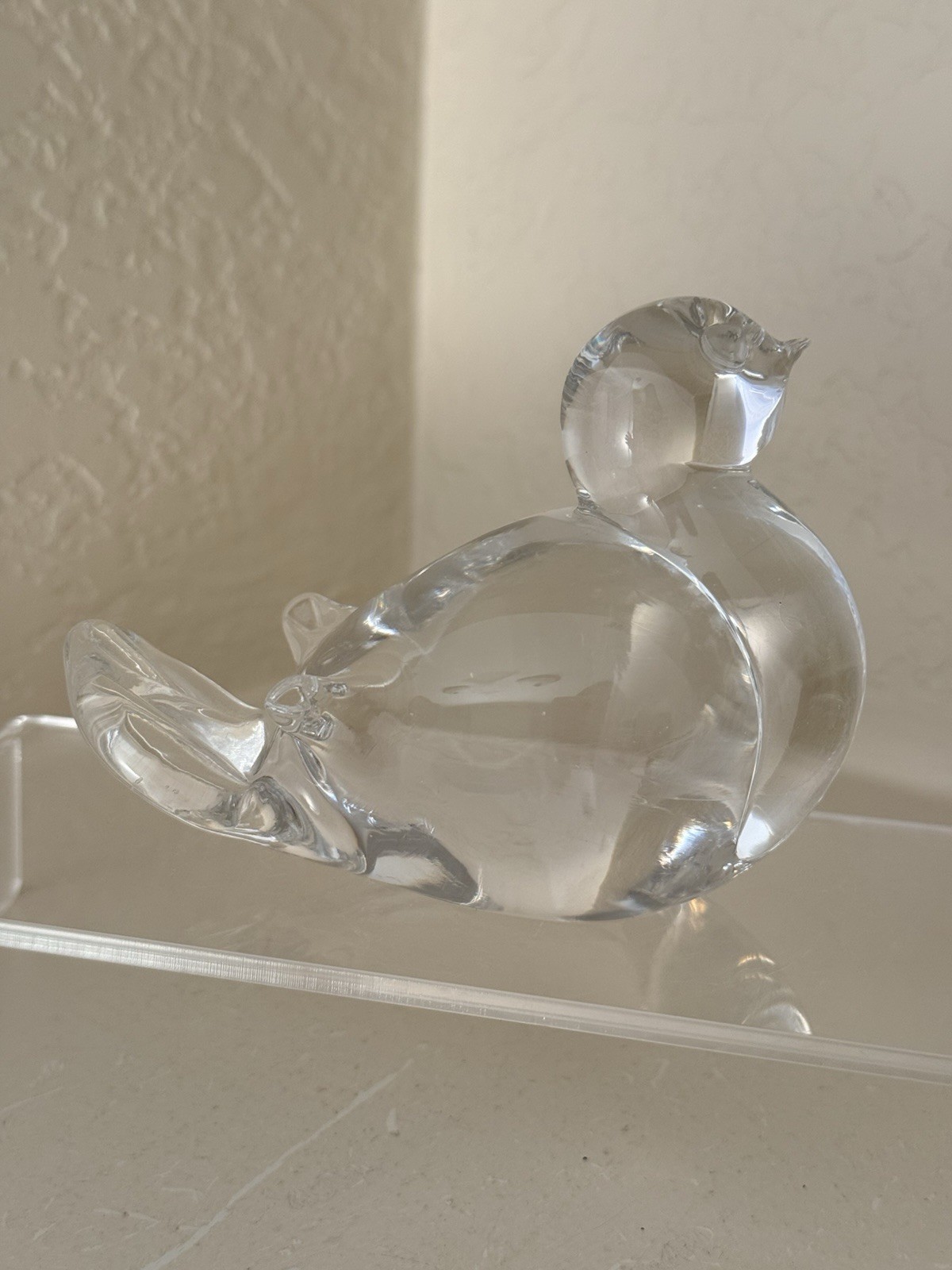 Vintage Signed Vilca Italy Lead Crystal Bird Figurine Hand Blown 3.25” inch