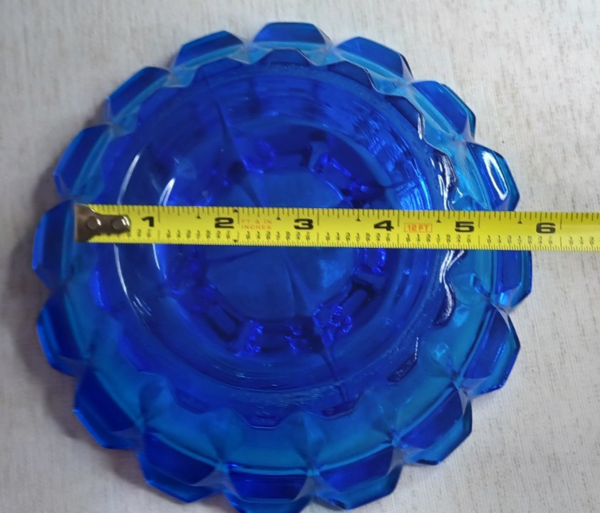 Vintage FENTON Colonial Blue Valencia Glass Ashtray/Tobacciana Over 2lbs