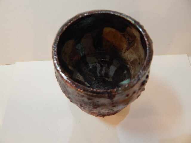 Hour Glass vase RAKU ceramic clay pottery R-19-112