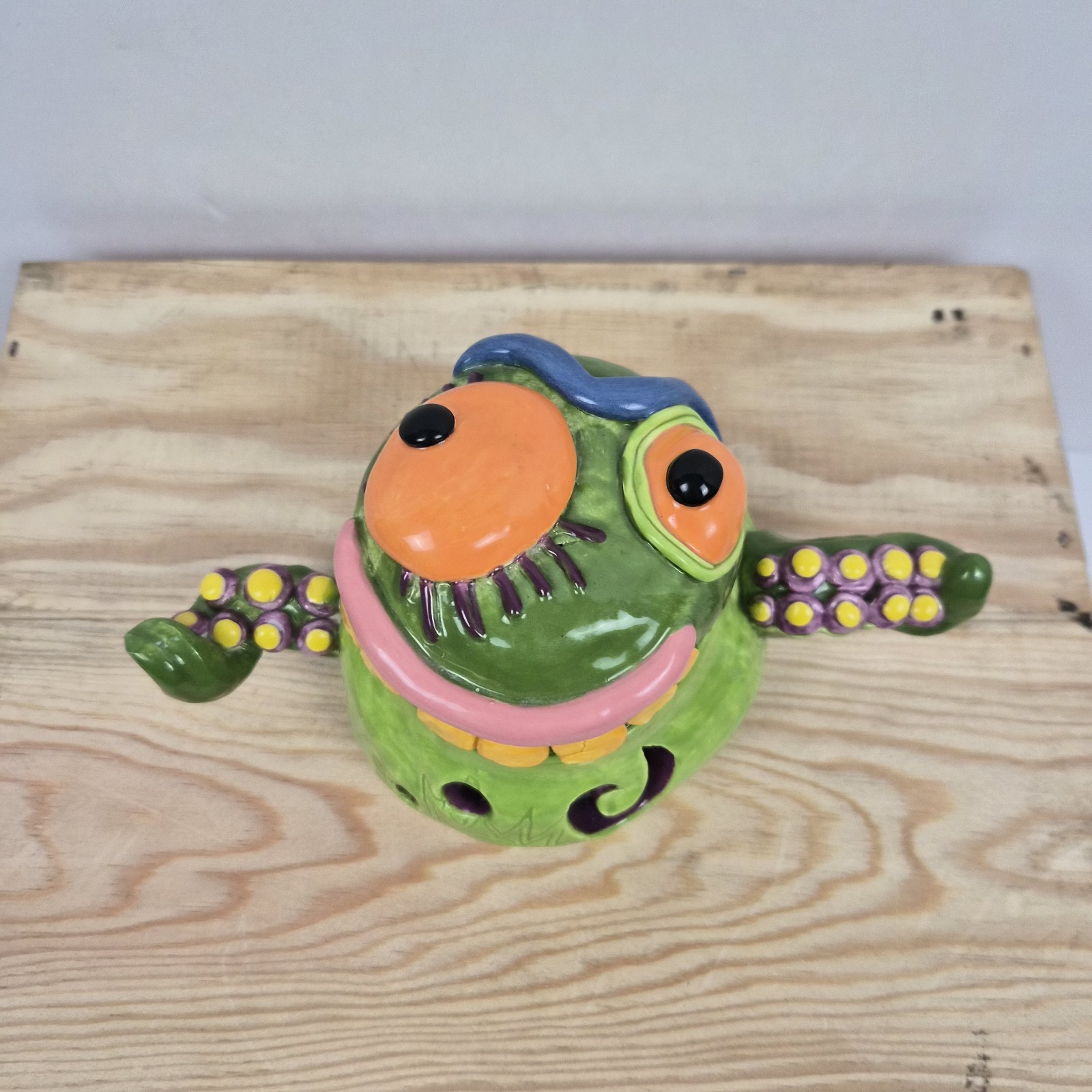 Studio Art Pottery Monster Sculpture Whimsical Alien Octopus Face Figurine 5×8