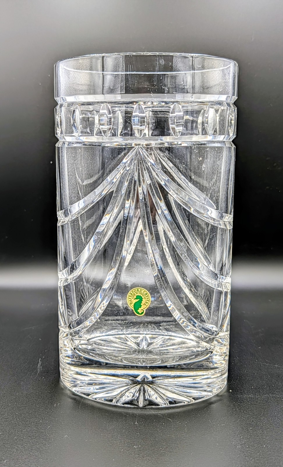 Waterford Crystal 10” Vase Cut Crystal Starburst & Fan Pattern Ireland