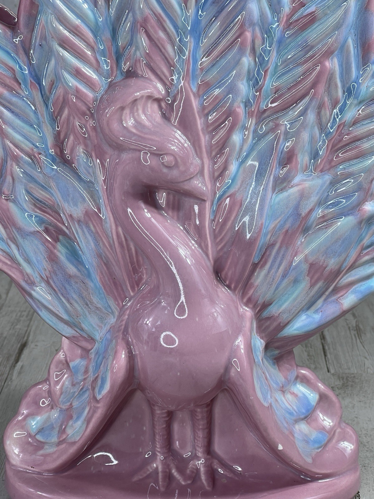 Vintage Royal Haegar Spotted Pink And Blue Peacock Vase