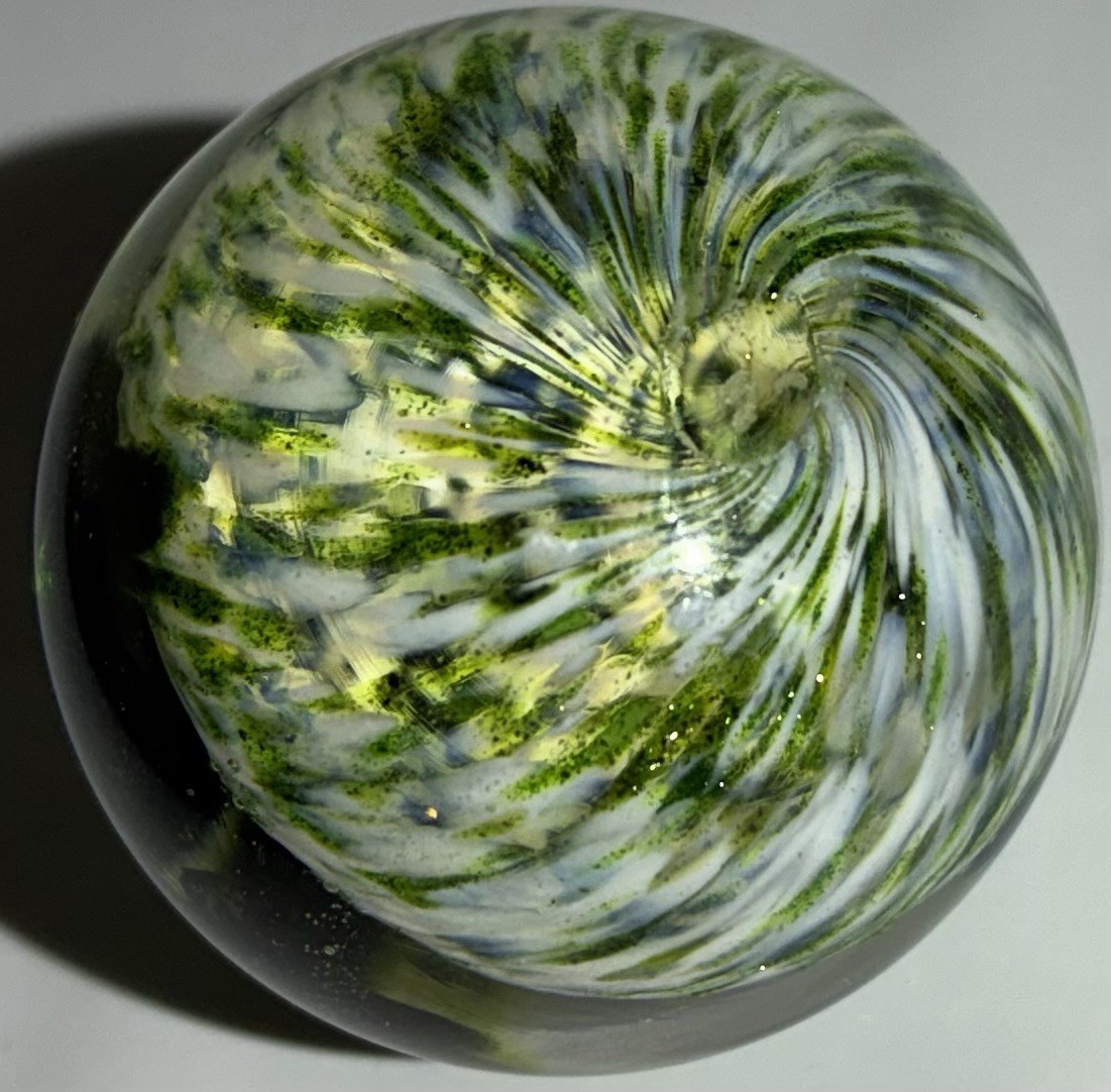 David Salazar Handmade Art Glass Marble Cloverleaf Shamrock Signed Custom 1.5in